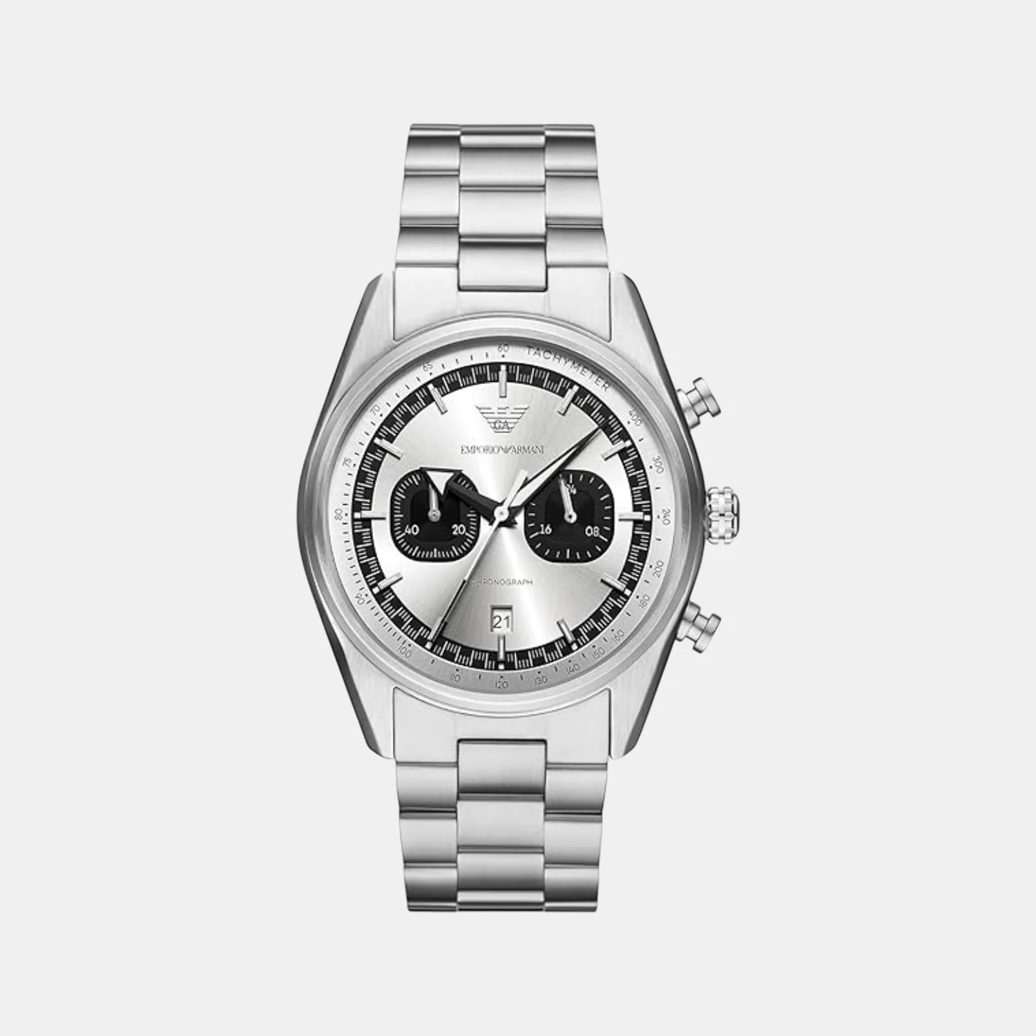 Na Men Quartz Black & Silver Dial Chronograph Stainless Steel Watch AR11636