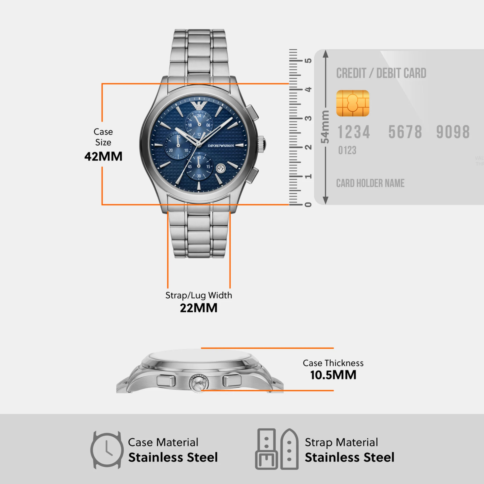 Paolo Men Quartz Blue Dial Chronograph Stainless Steel Watch AR11528 - Image 5