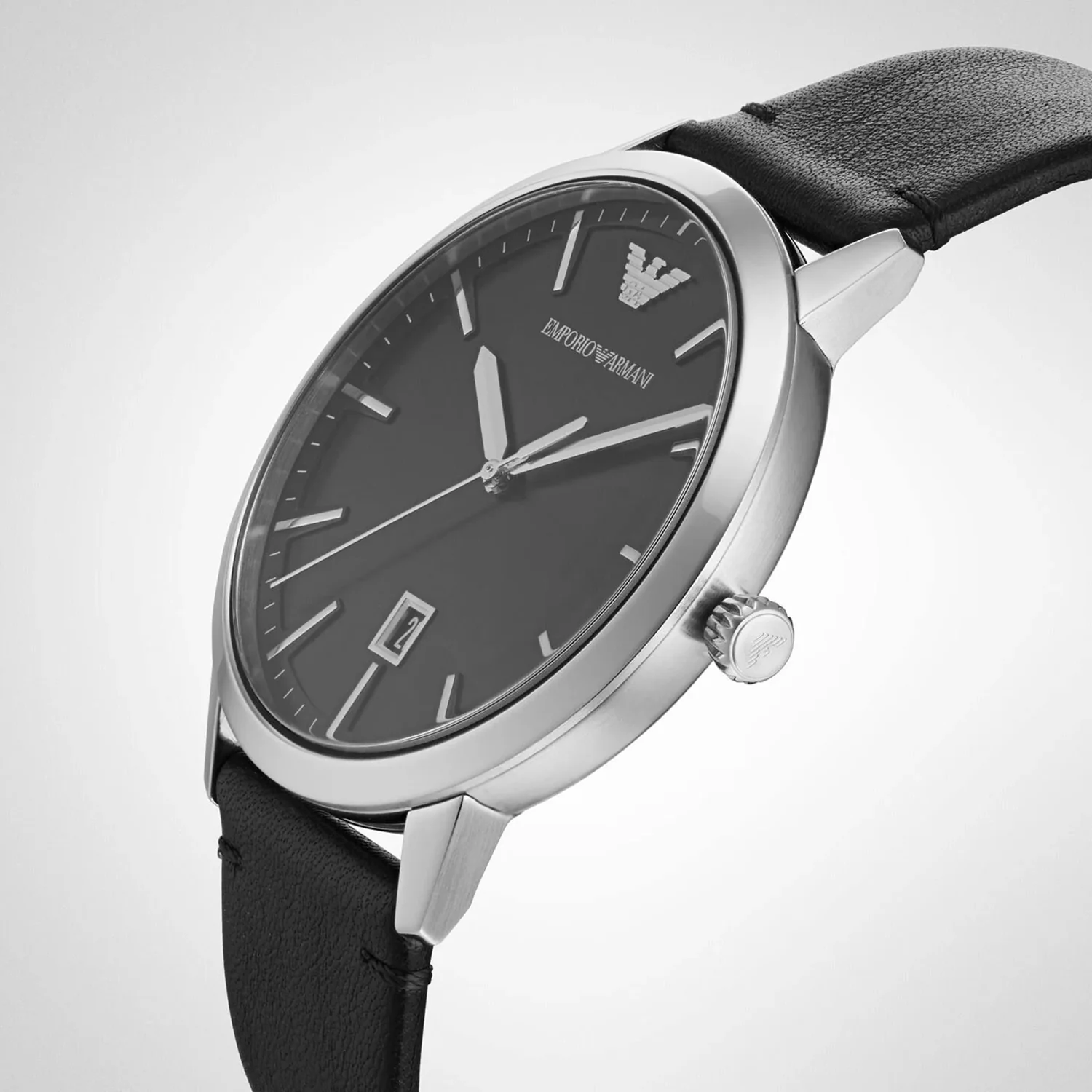 Ruggero Men Quartz Black Dial Analog Leather Watch AR11193 - Image 3