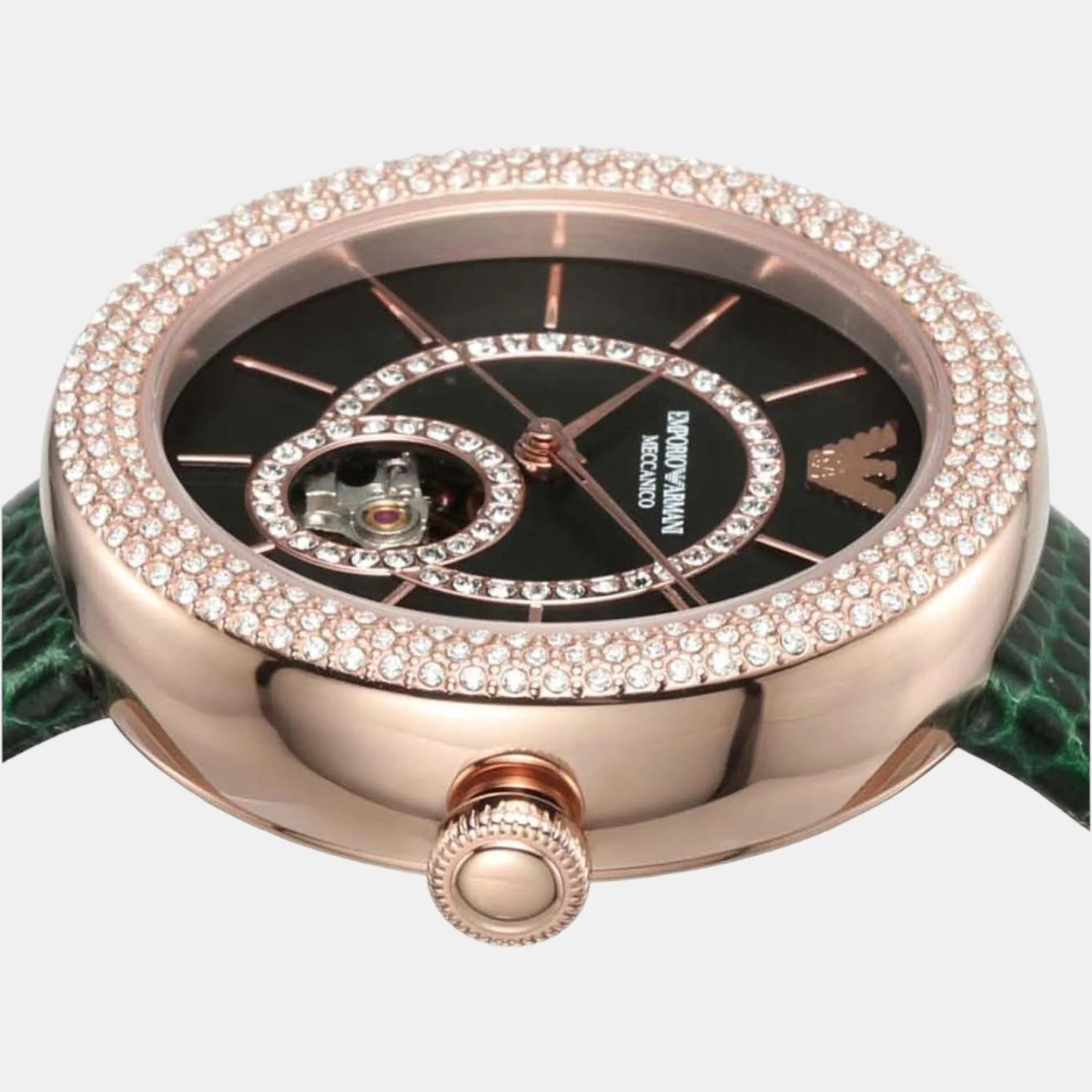 Women Automatic Black Dial Analog Leather Watch AR60069 - Image 7