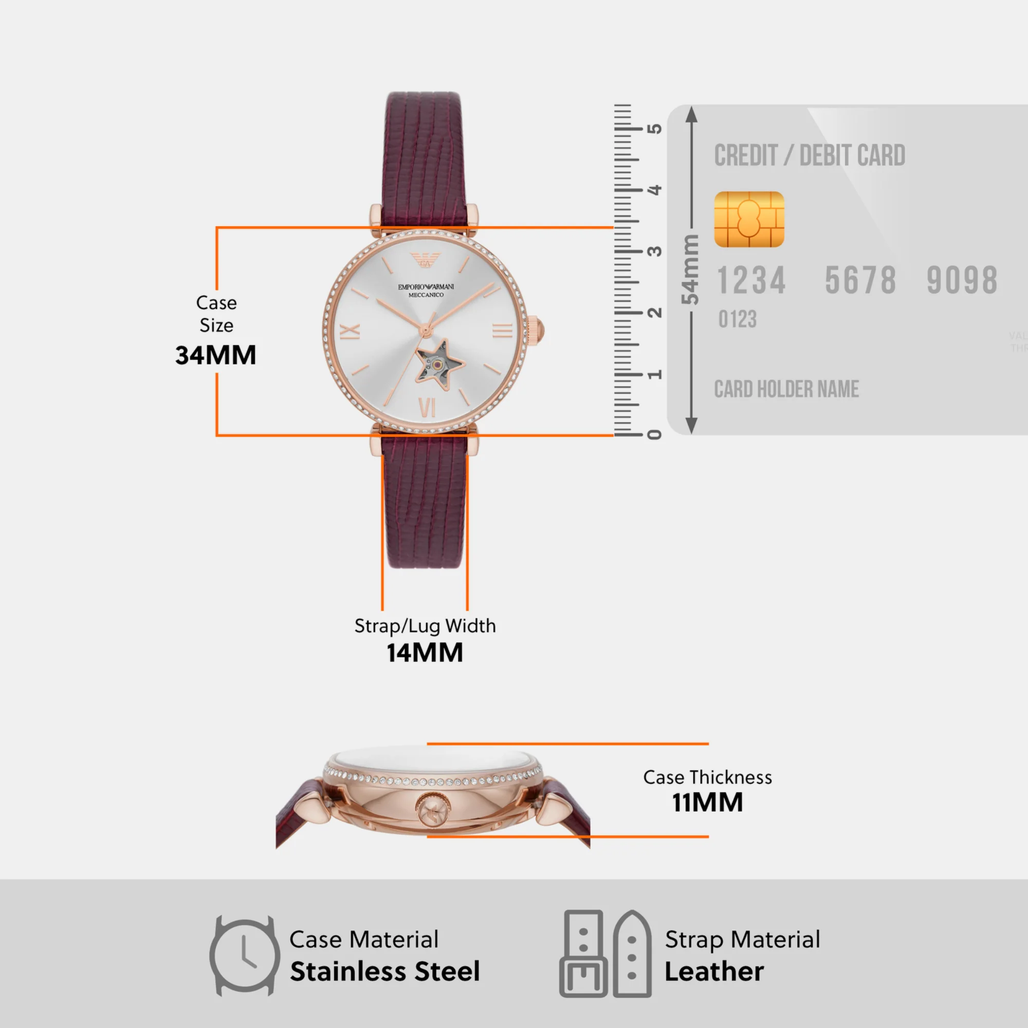 Women Automatic Silver Dial Analog Leather Watch AR60044 - Image 5