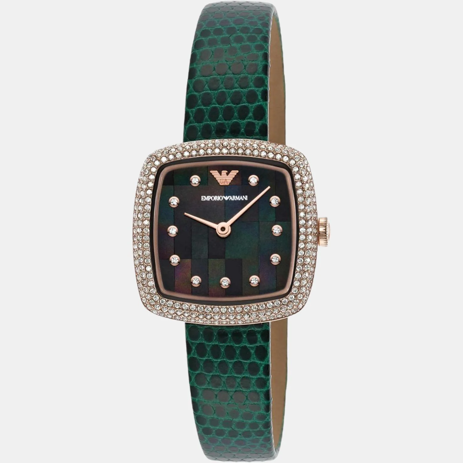 Women Quartz Green Dial Analog Leather Watch AR11497 - Image 3