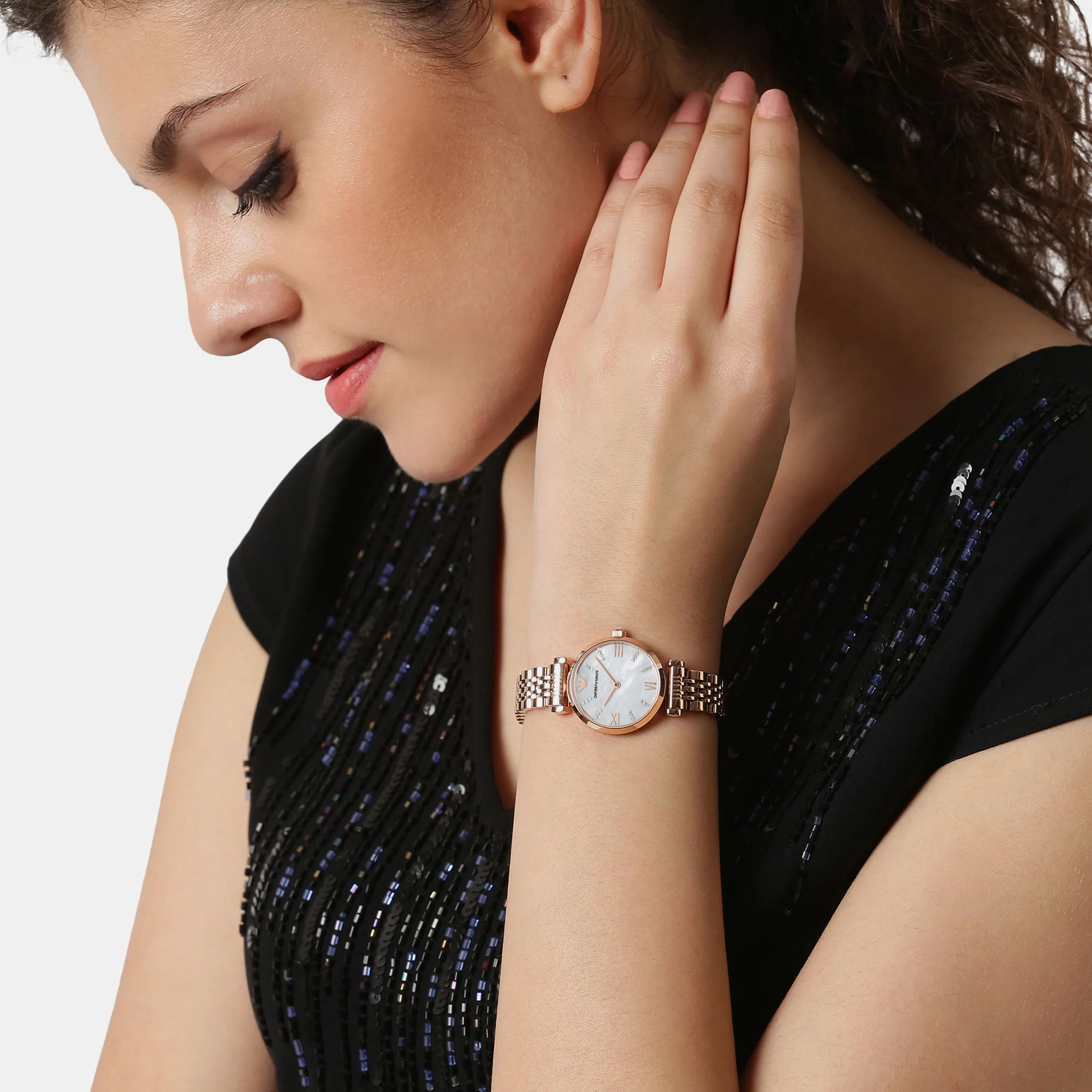 Women Quartz Mother Of Pearl Dial Analog Stainless Steel Watch AR11316 - Image 5
