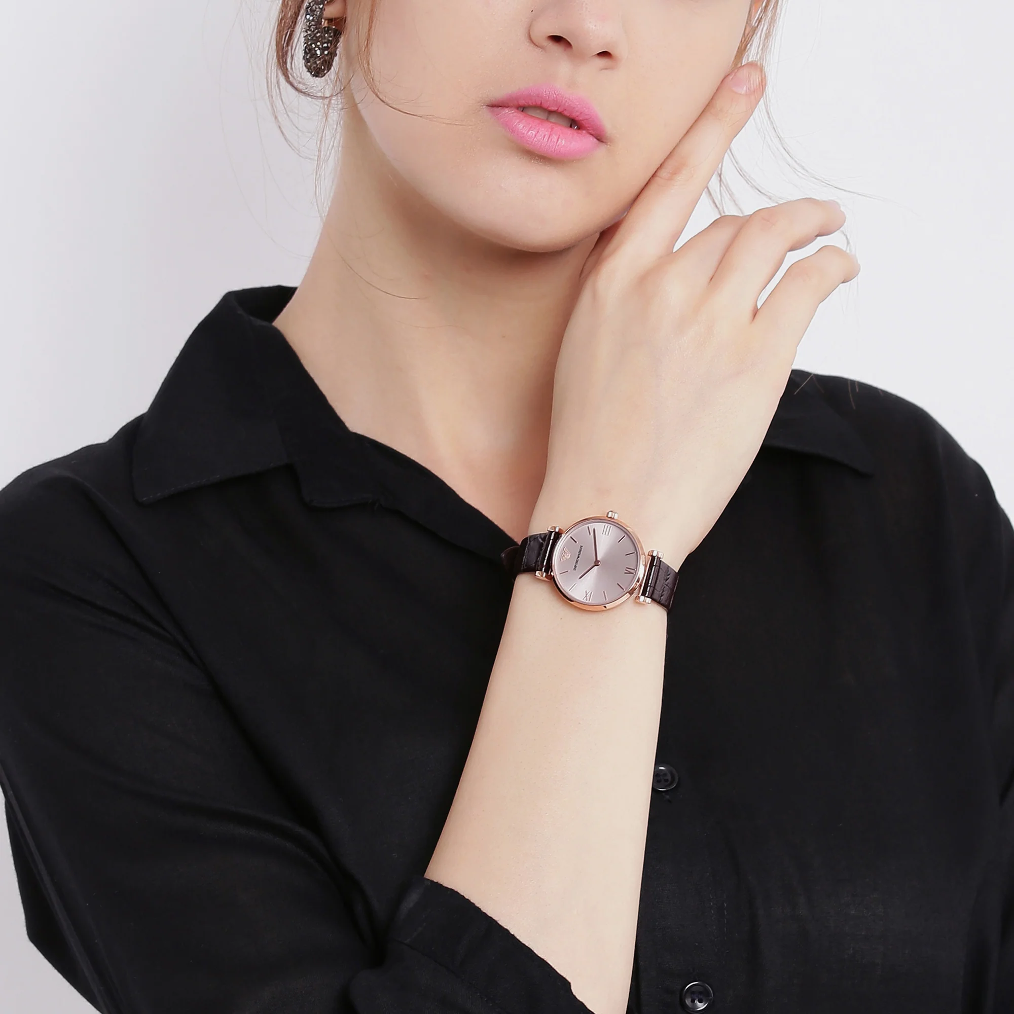 Women Quartz Pink Dial Analog Leather Watch AR1911 - Image 6