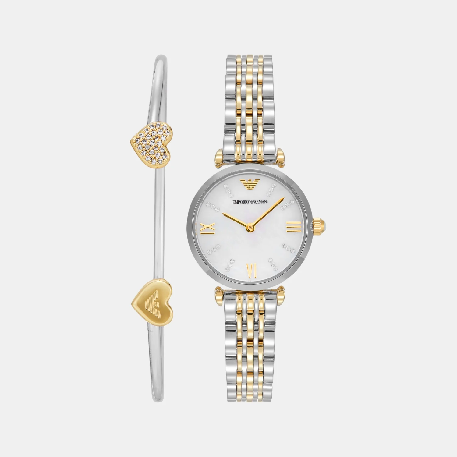 Women Quartz White Mother Of Pearl Dial Analog Stainless Steel Watch AR80078SET - Image 2