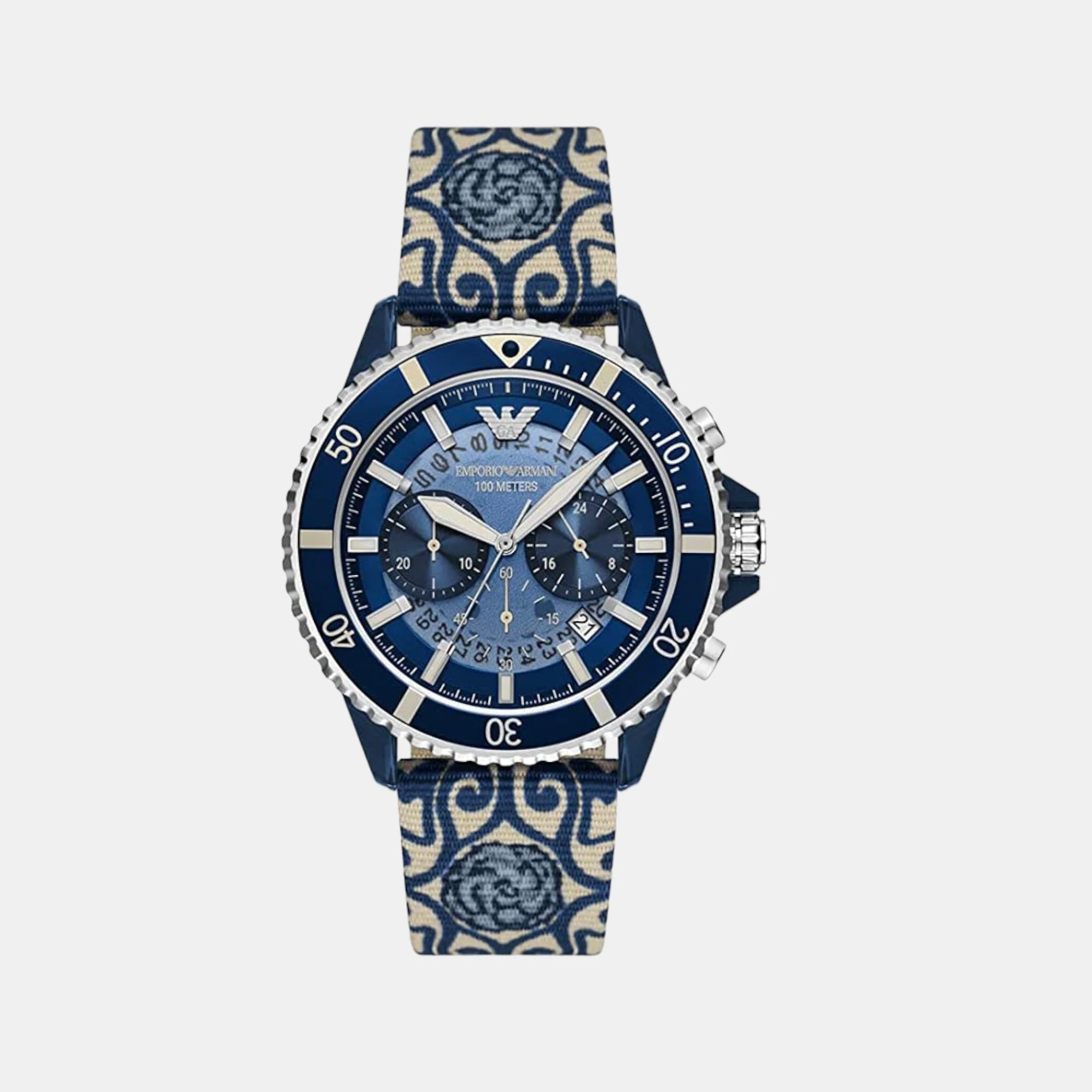 World Explorer Men Quartz Blue Dial Chronograph Watch AR80067SET