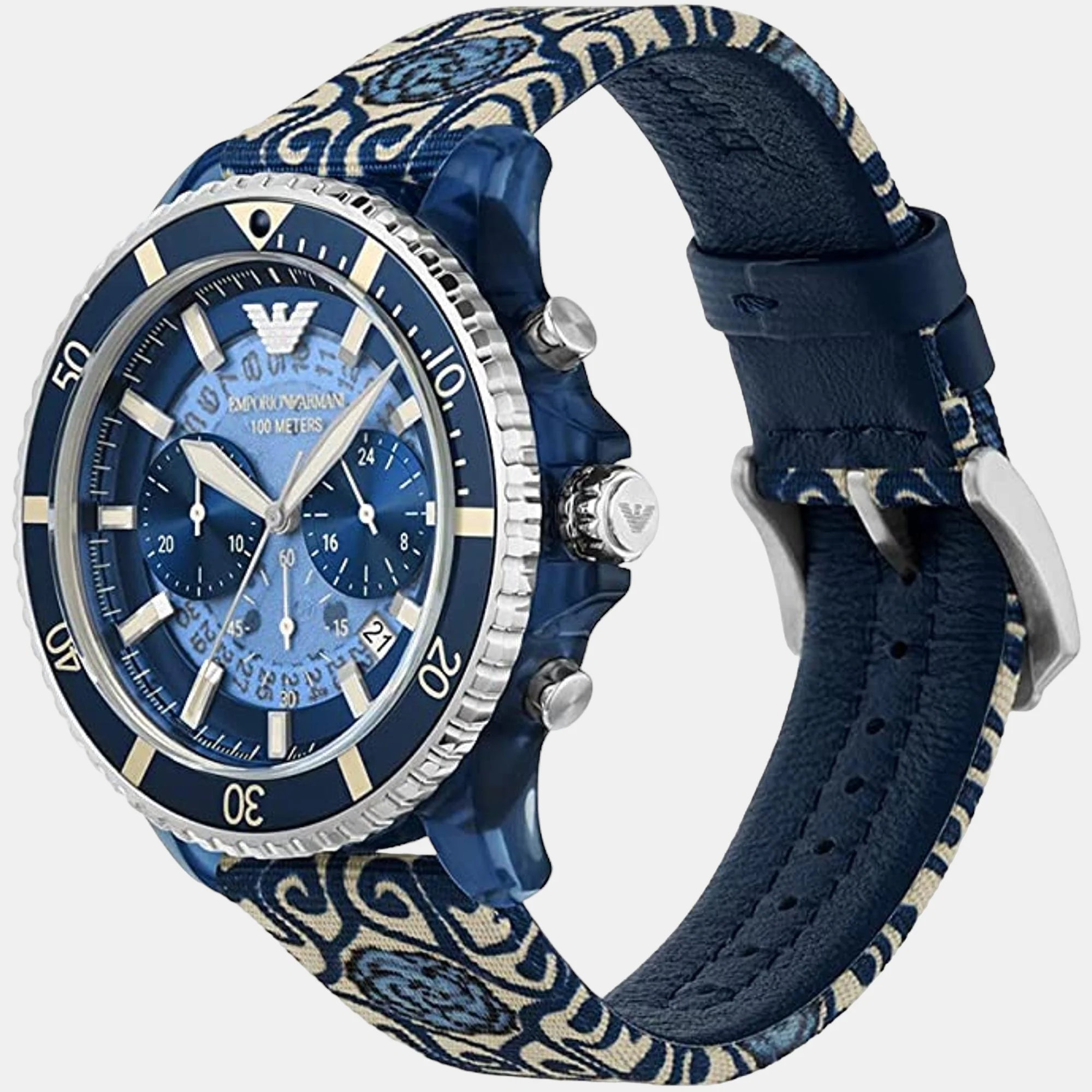 World Explorer Men Quartz Blue Dial Chronograph Watch AR80067SET - Image 5