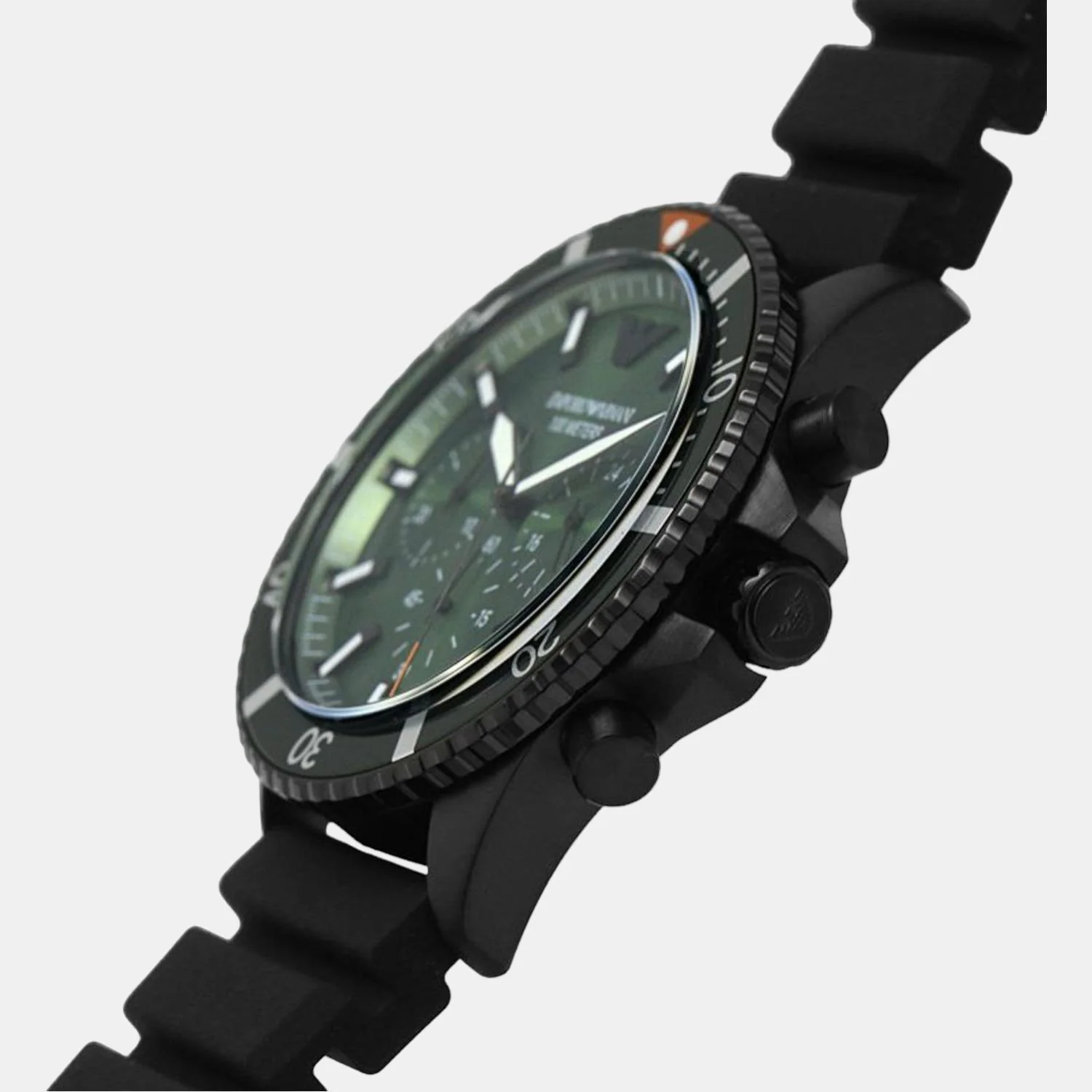 World Explorer Men Quartz Green Dial Chronograph Silicone Watch AR11463 - Image 5