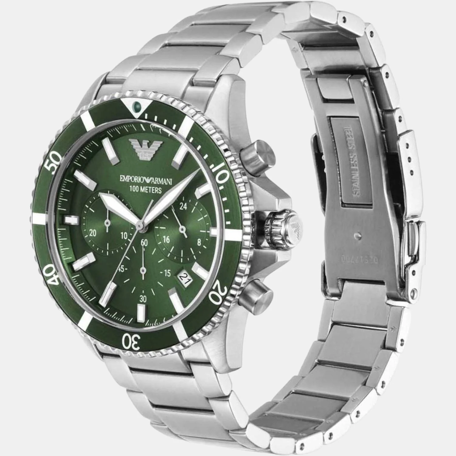 World Explorer Men Quartz Green Dial Chronograph Stainless Steel Watch AR11500 - Image 4