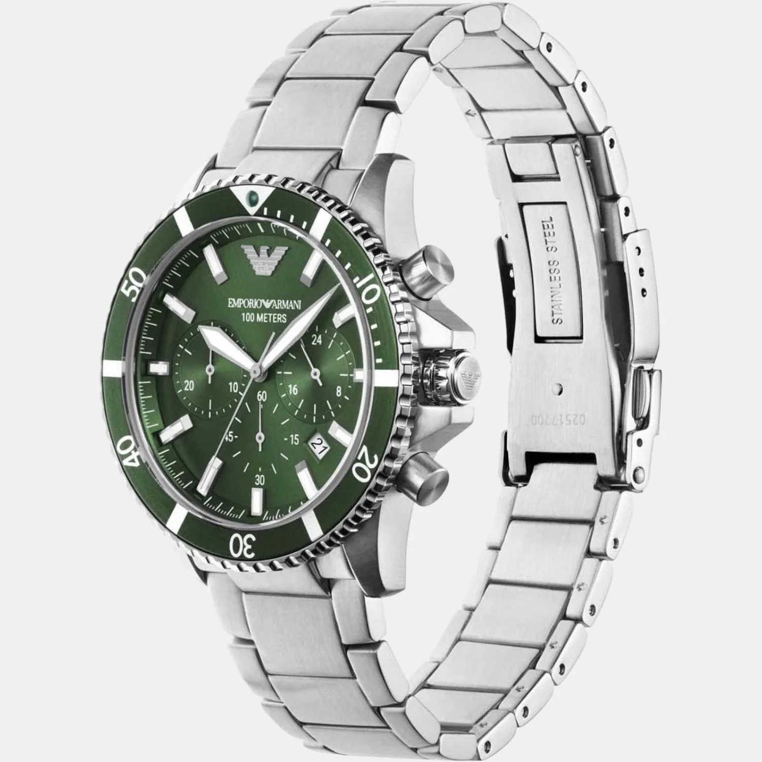 World Explorer Men Quartz Green Dial Chronograph Stainless Steel Watch AR11500 - Image 5