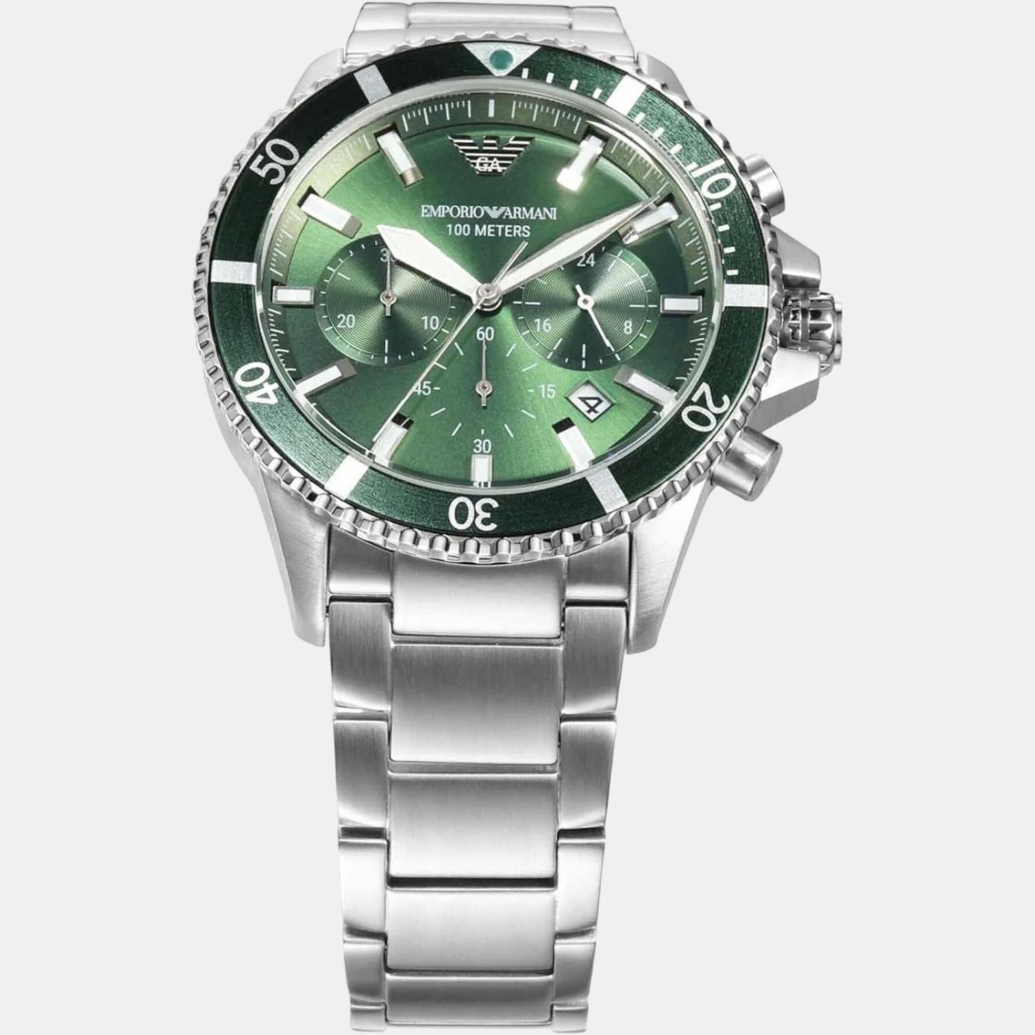 World Explorer Men Quartz Green Dial Chronograph Stainless Steel Watch AR11500 - Image 6