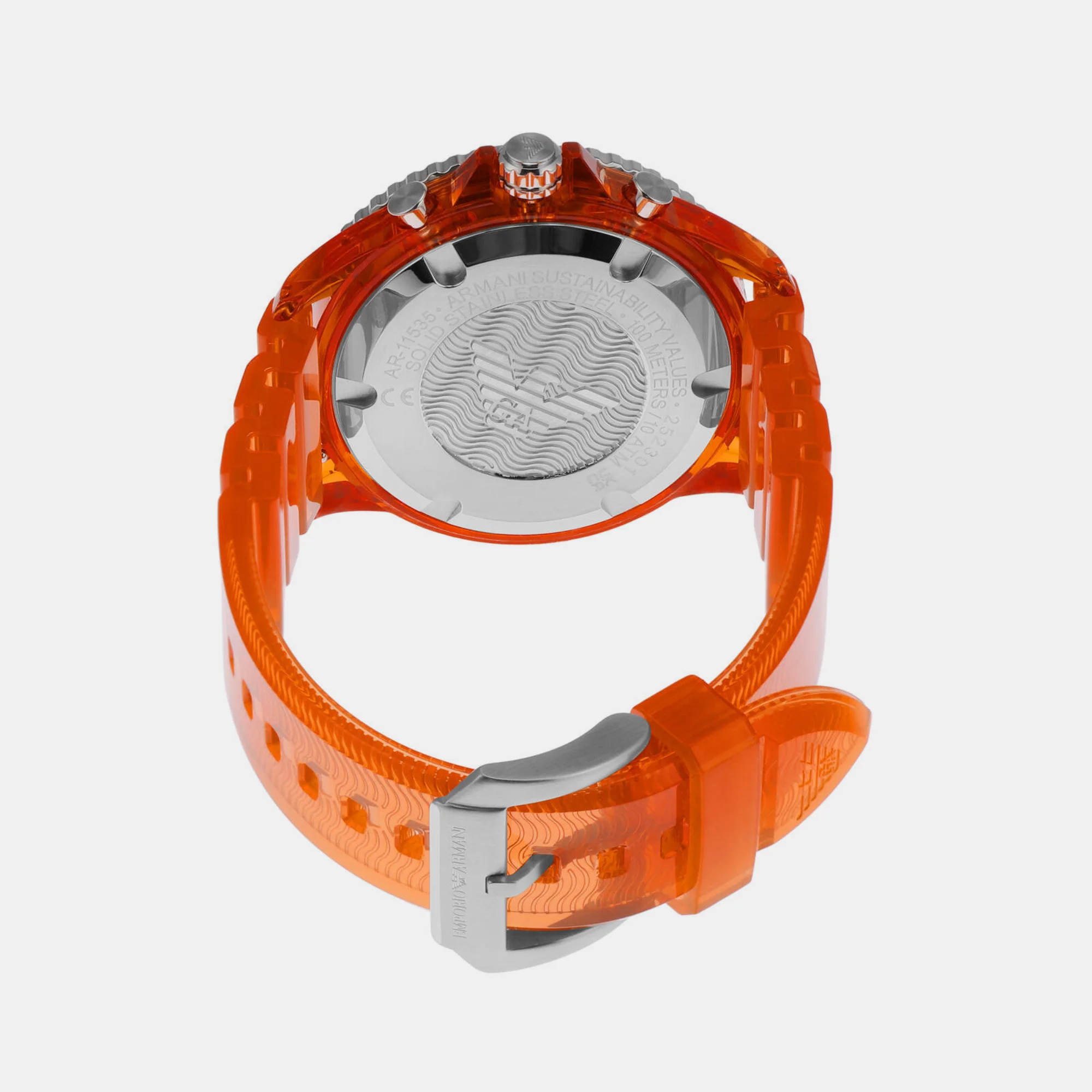 World Explorer Men Quartz Orange Dial Chronograph Polyester Watch AR11535 - Image 2