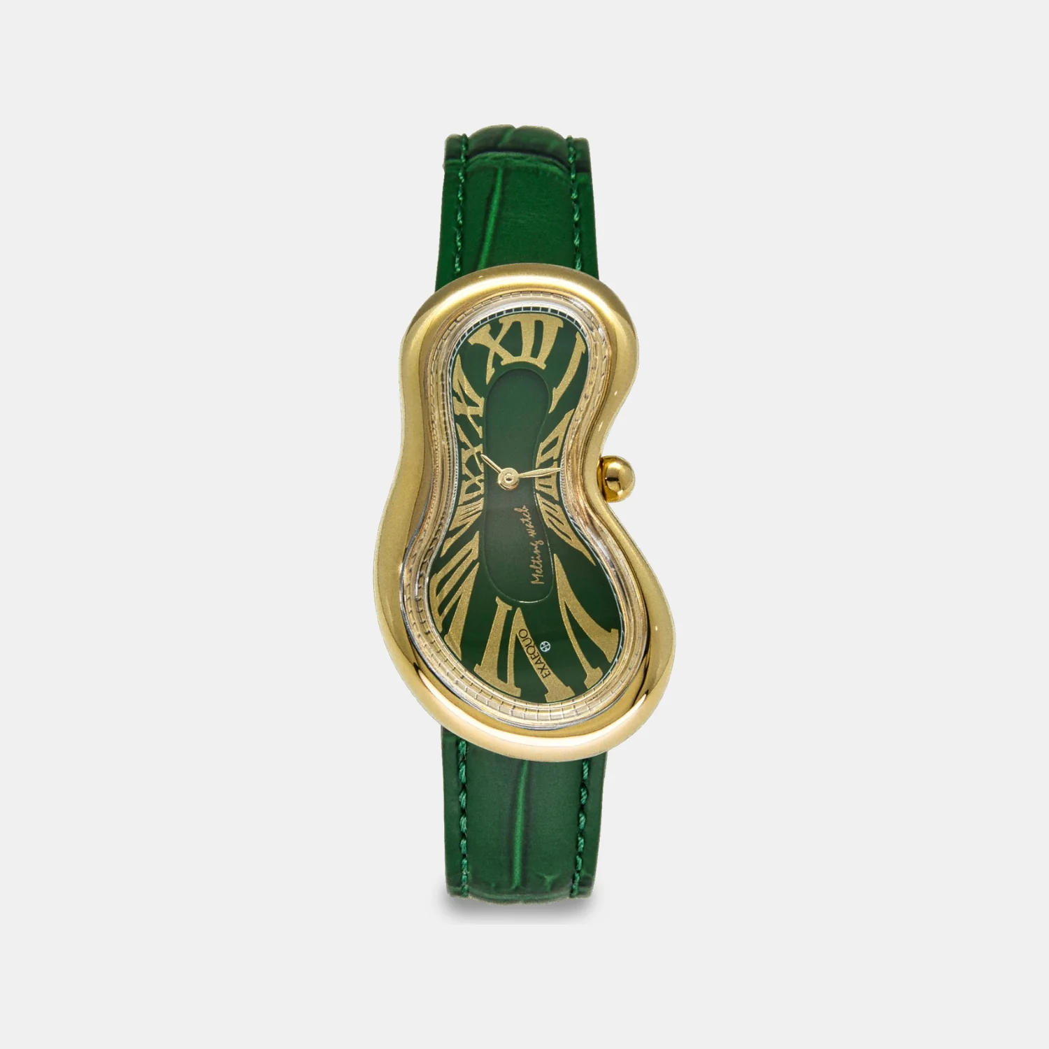Classic Unisex Quartz Green Dial Analog Leather Watch EX0002.0005 - Image 2