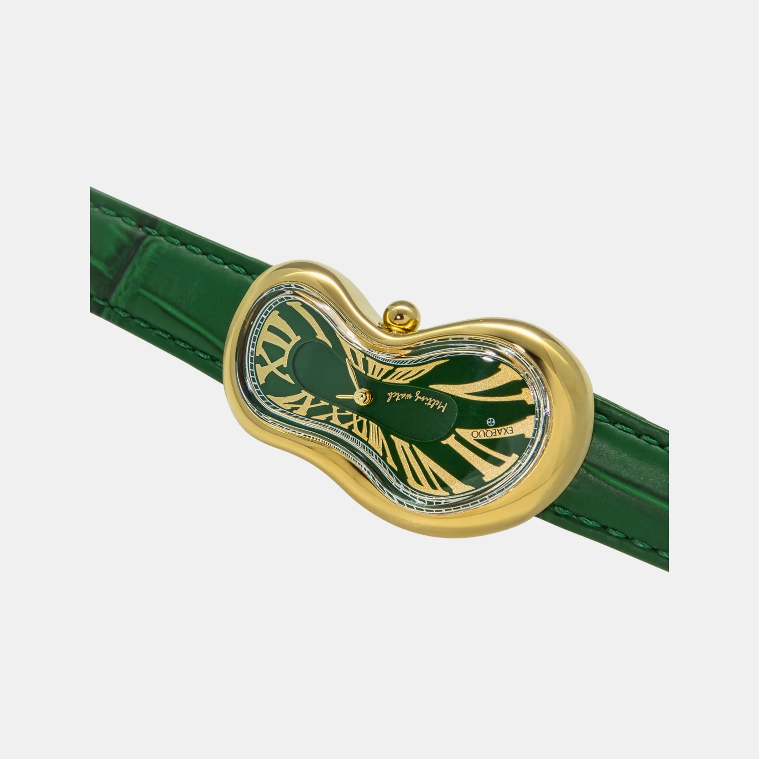 Classic Unisex Quartz Green Dial Analog Leather Watch EX0002.0005 - Image 3