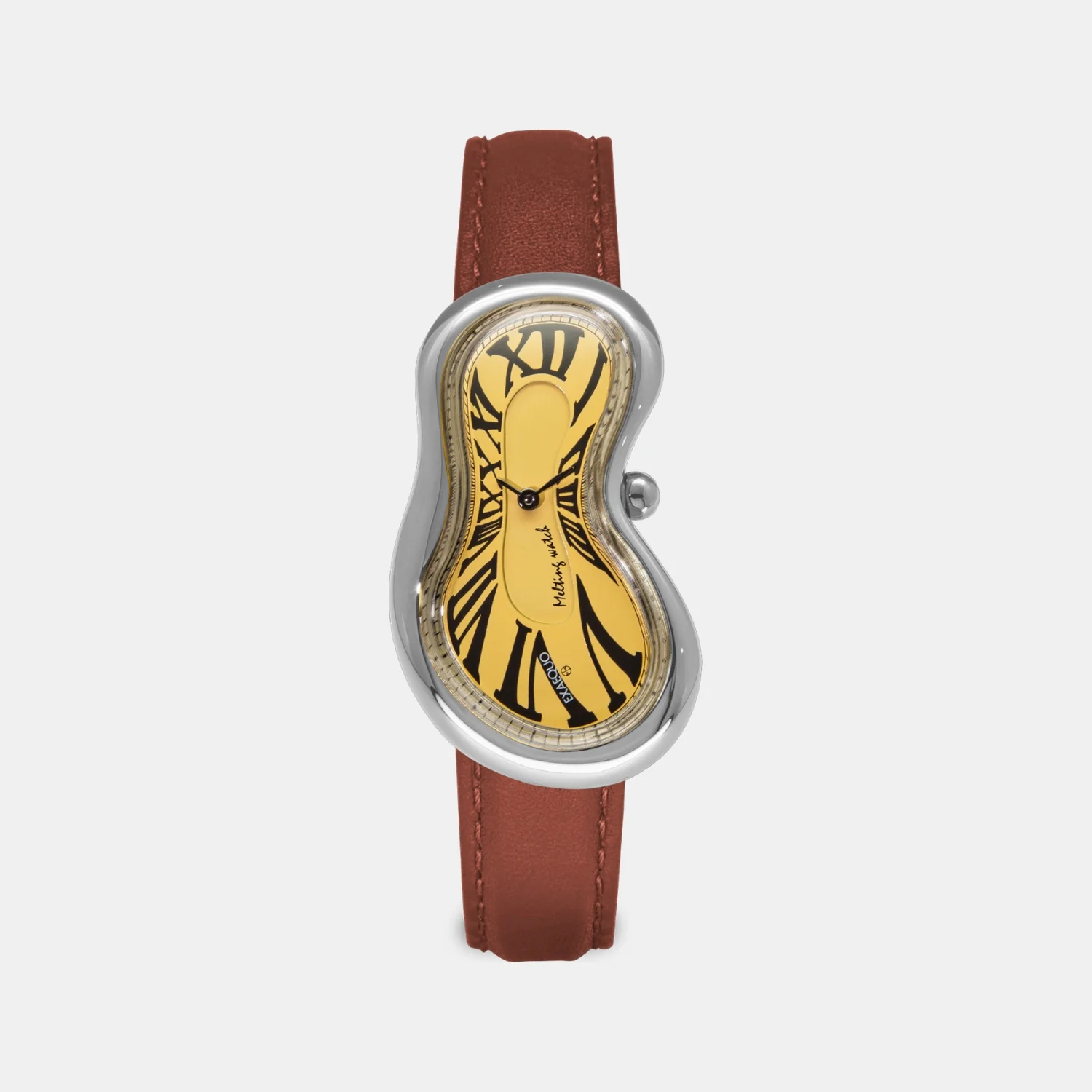 Classic Unisex Quartz Yellow Dial Analog Leather Watch EX0001.0003 - Image 2