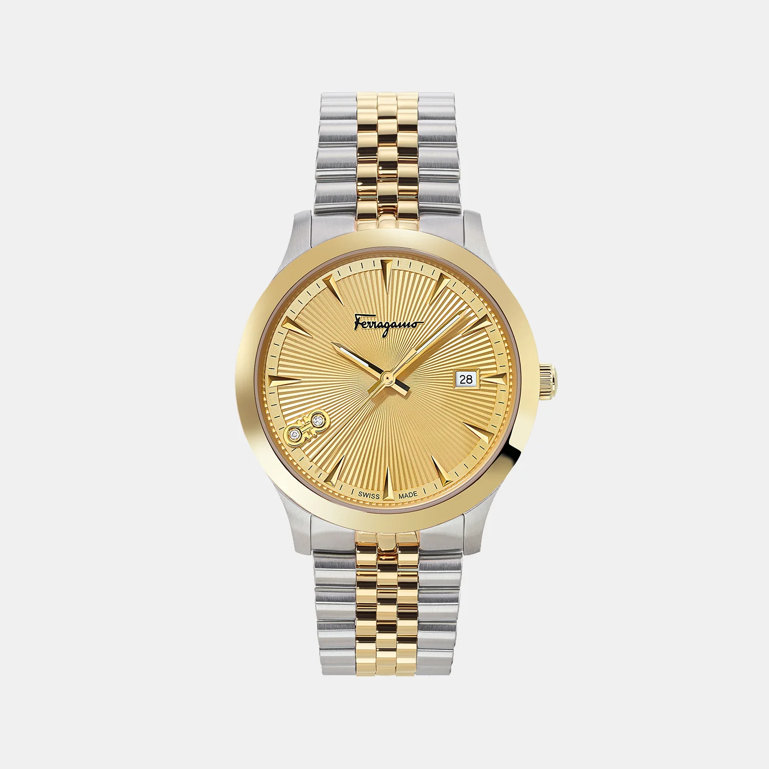 Ferragamo Duo Men Quartz Champagne Dial Analog Stainless Steel Watch SFCV00319