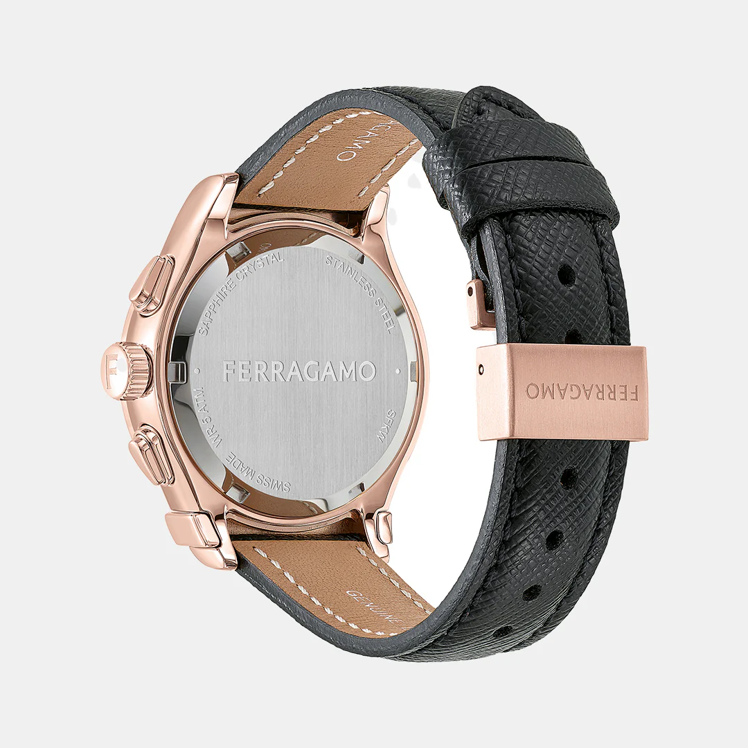 Kw-1927 Chrono Lady 38Mm- Unisex Quartz Black Dial Chronograph Leather Watch SFKW00123 - Image 2