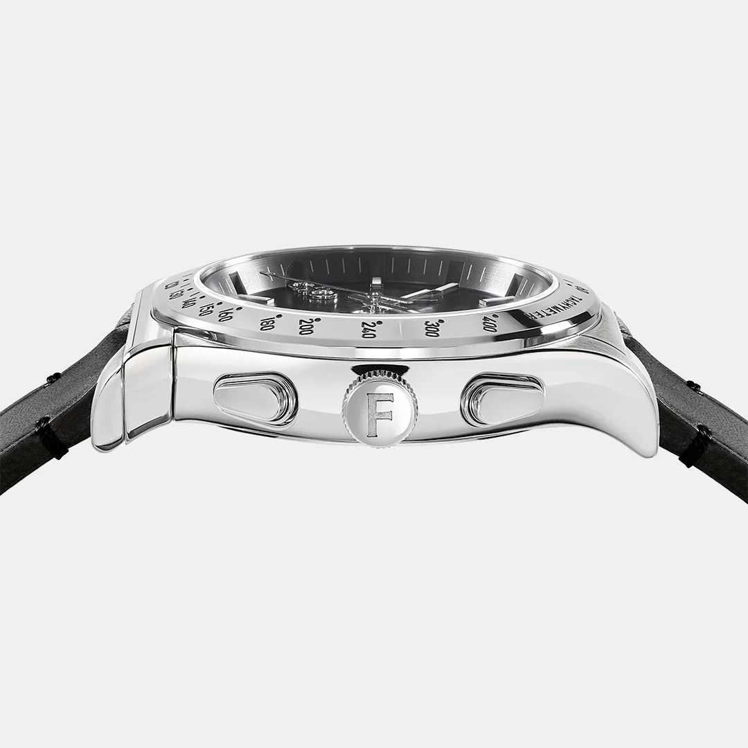 Kz-1927 Chrono 42Mm-Fw Men Quartz Black Dial Chronograph Leather Watch SFKZ00123 - Image 2