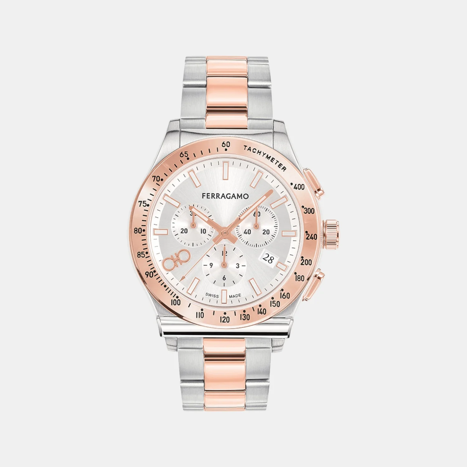 Kz-1927 Chrono 42Mm-Fw Men Quartz White & Silver Dial Chronograph Stainless Steel Watch SFKZ00623