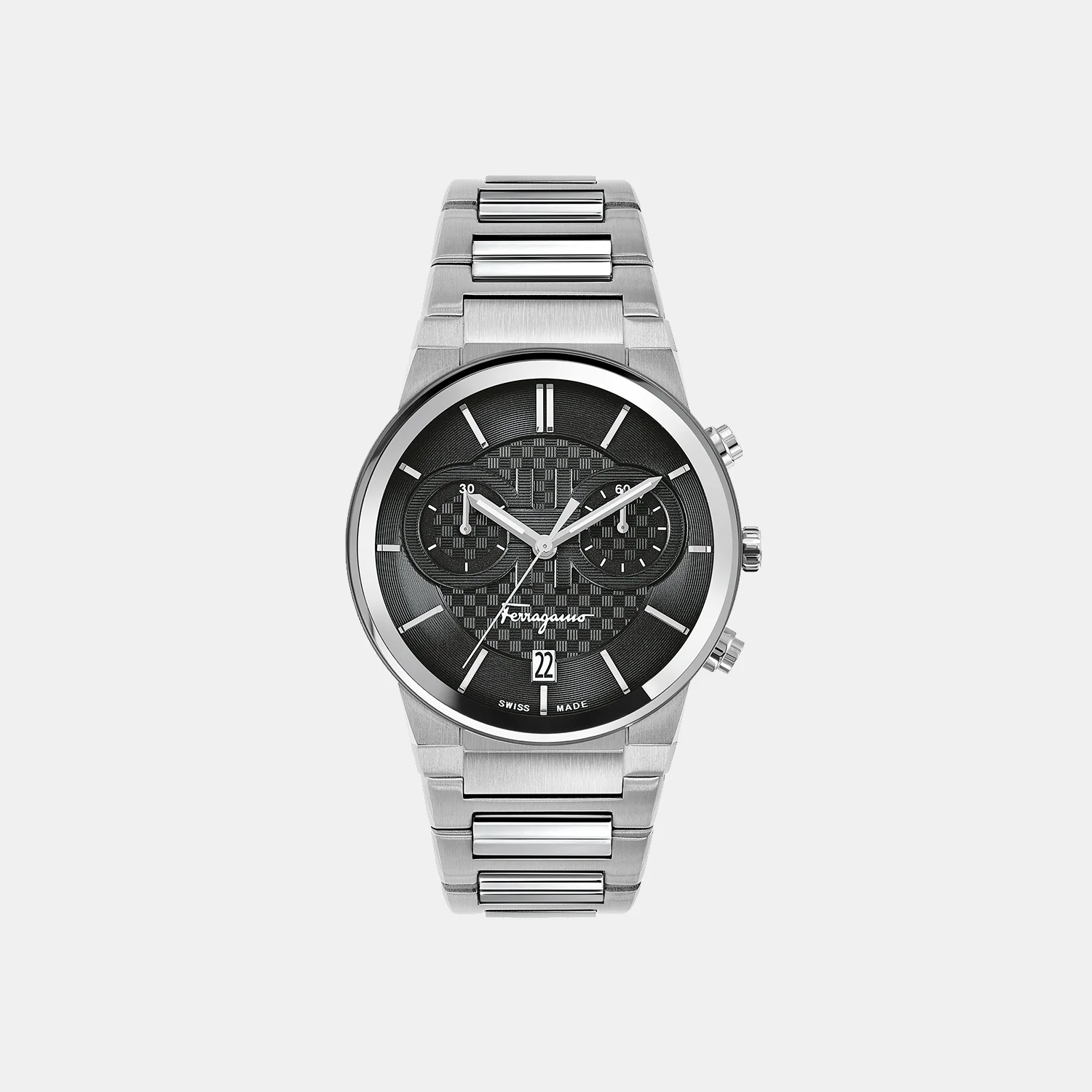 Men Quartz Black Dial Chronograph Stainless Steel Watch SFME00321