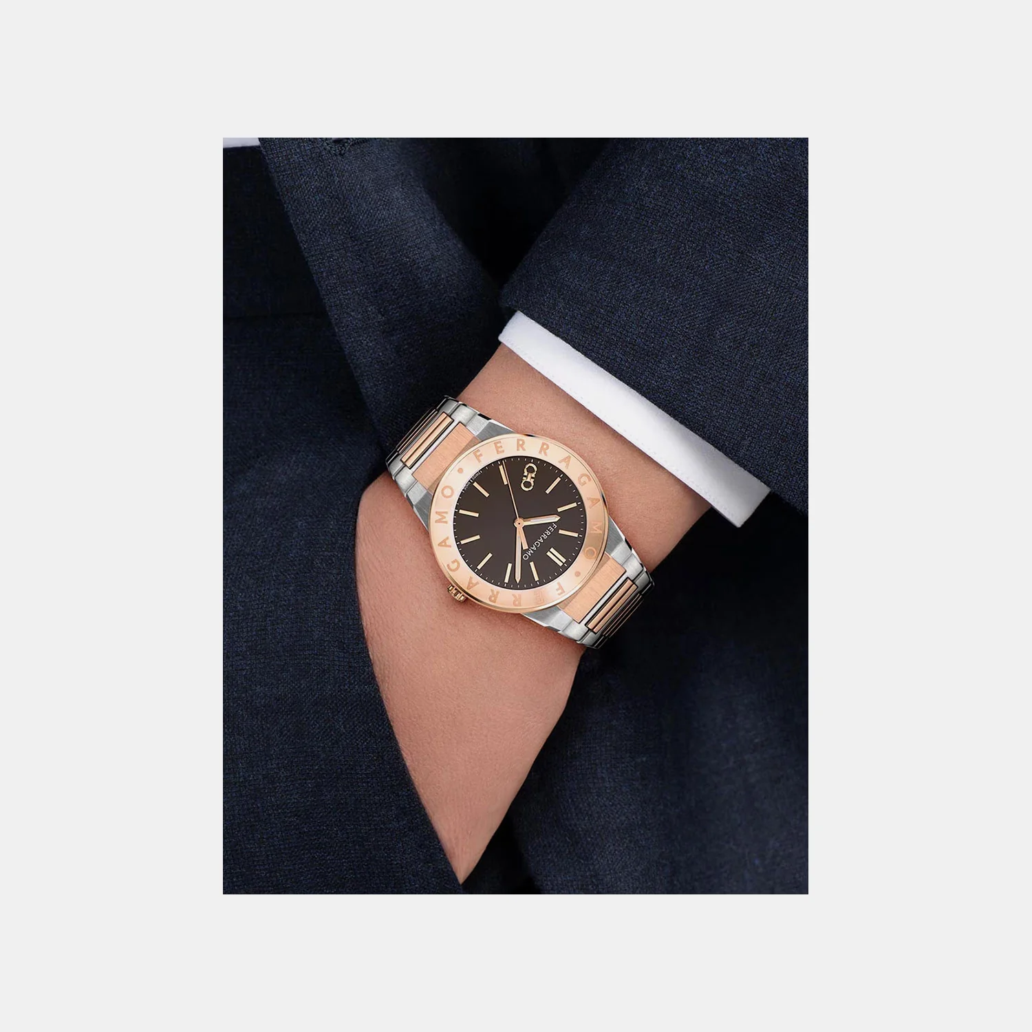 Men Quartz Brown Dial Analog Stainless Steel Watch SFNT00625 - Image 3