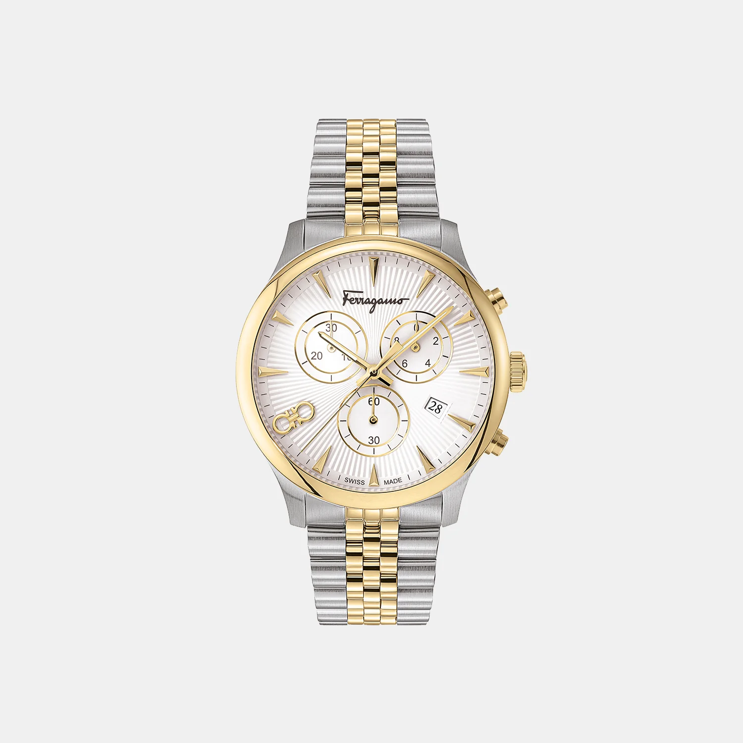 Men Quartz Silver Dial Chronograph Stainless Steel Watch SFEZ00220