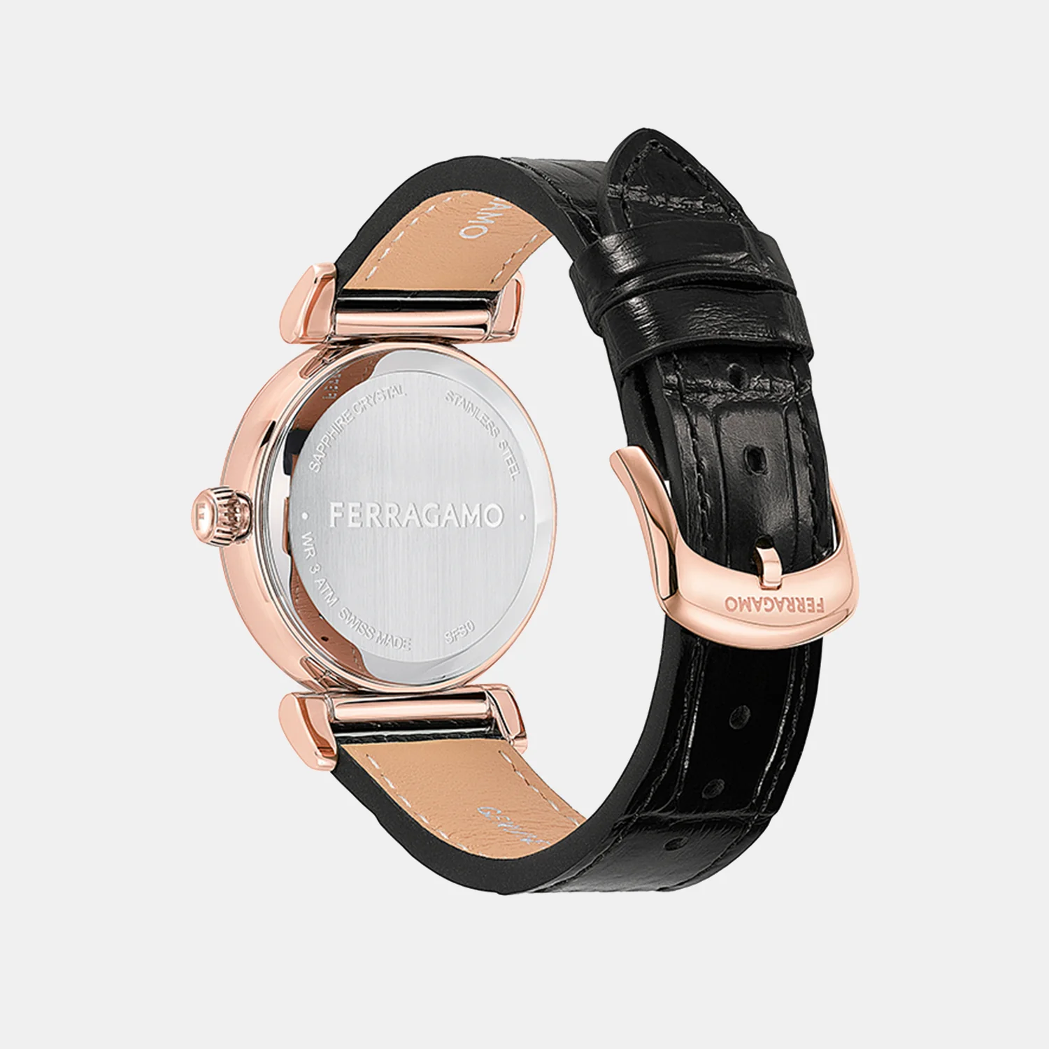Women Quartz Black Dial Analog Leather Watch SFS000224 - Image 3