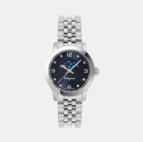Women Quartz Blue Dial Analog Stainless Steel Watch SFMN00122