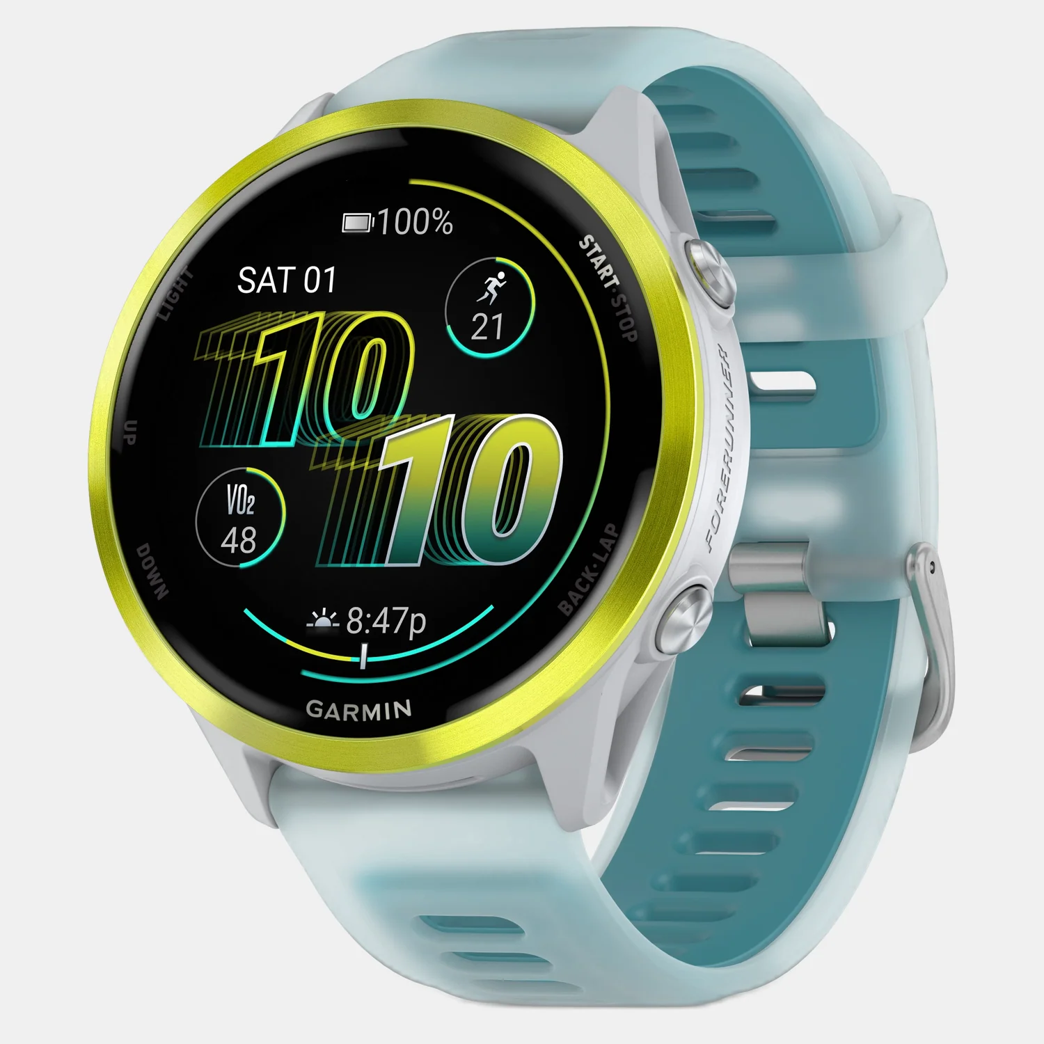 Forerunner 570 Unisex Black Dial Digital Silicone Watch 010-02971-01 - Image 2