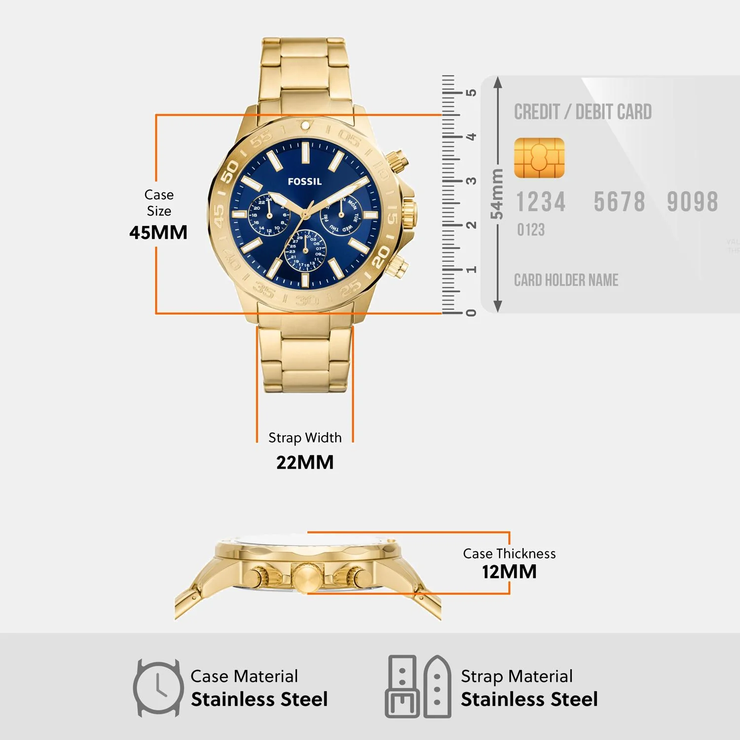 Bannon Men Quartz Blue Dial Multi-Function Stainless Steel Watch BQ2706 - Image 5