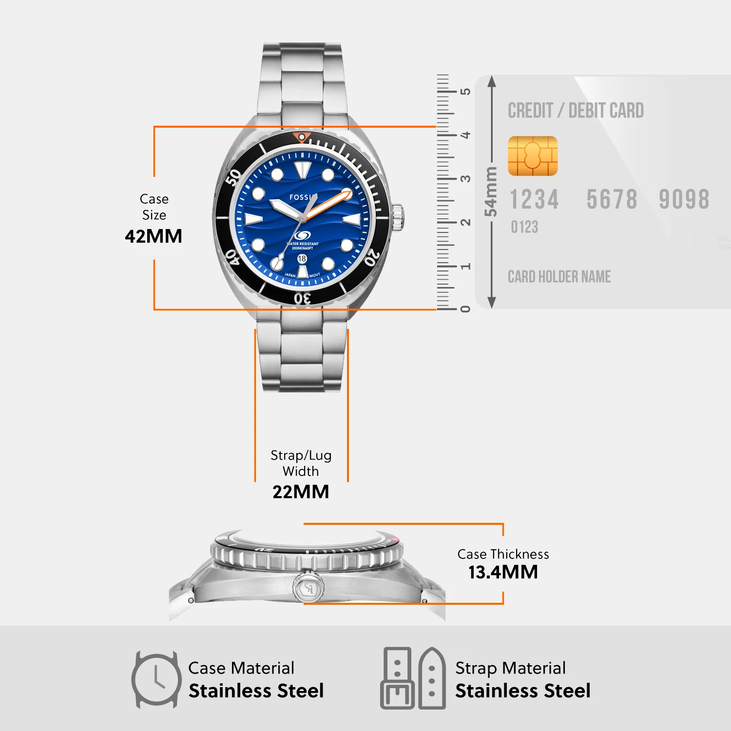 Breaker Men Quartz Blue Dial Analog Stainless Steel Watch FS6064 - Image 7