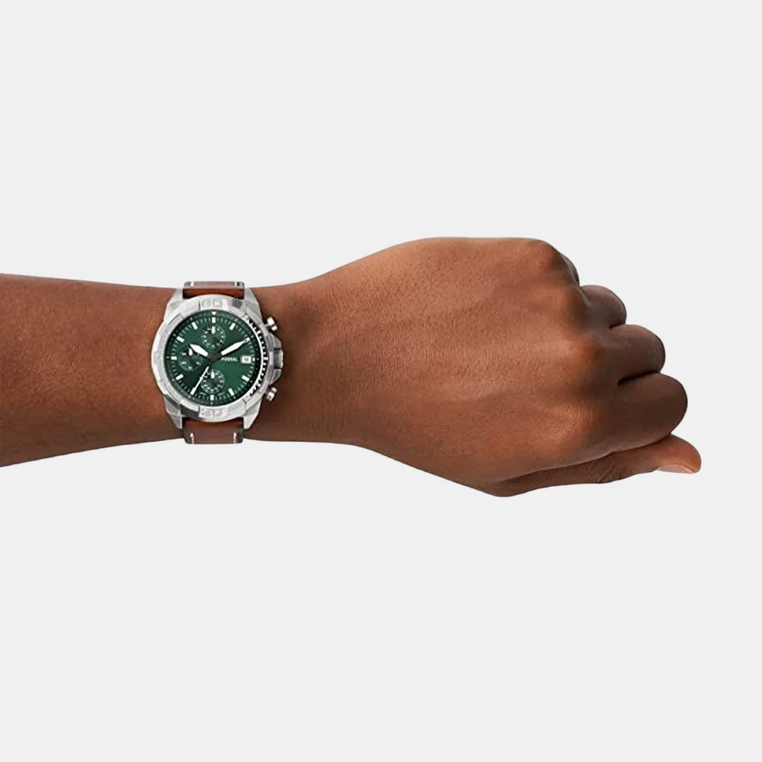 Bronson Men Quartz Green Dial Chronograph Leather Watch FS5898 - Image 5