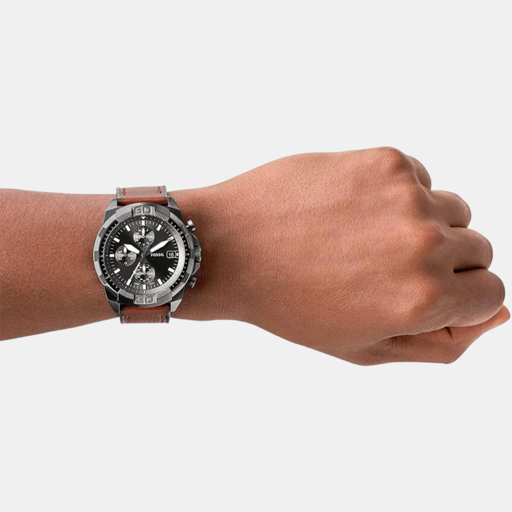 Bronson Men Quartz Grey Dial Chronograph Leather Watch FS5855 - Image 3