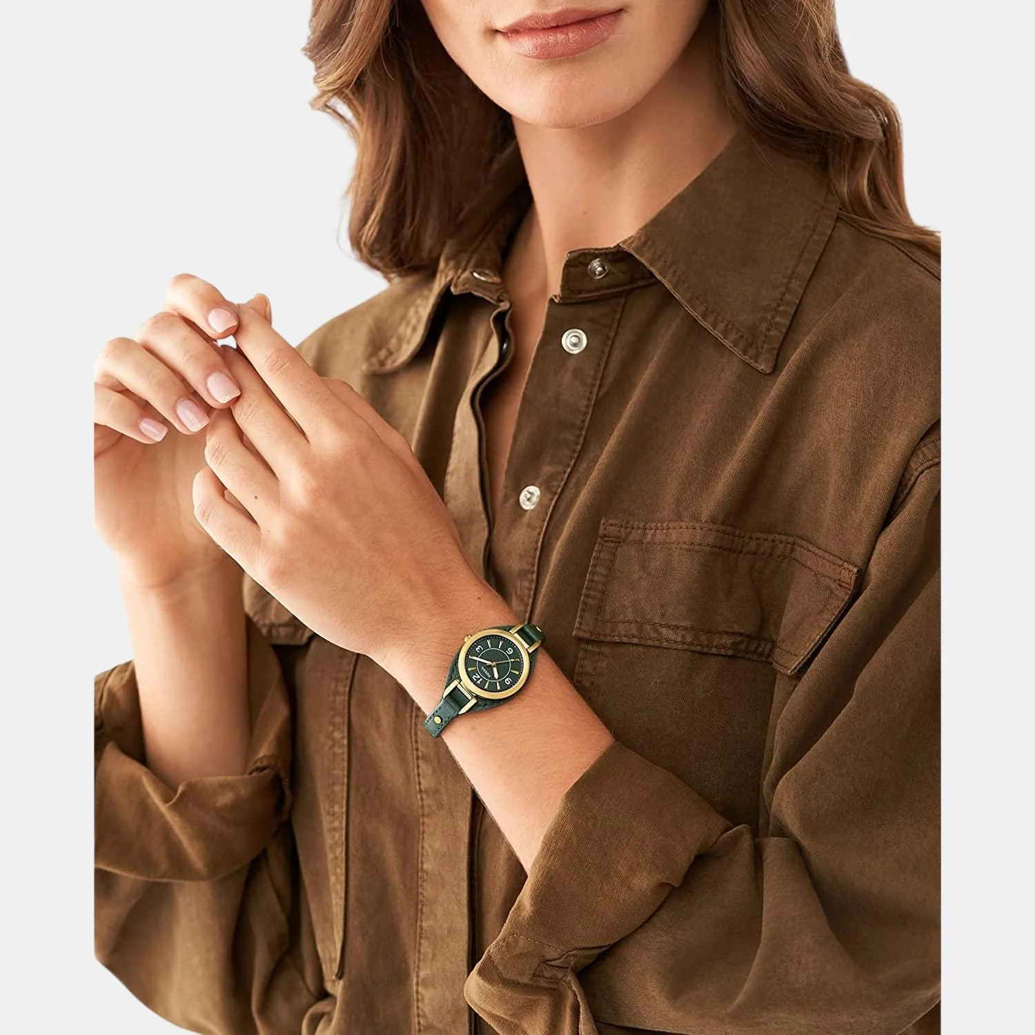 Carlie Women Quartz Gold Dial Analog Leather Watch ES5241 - Image 4