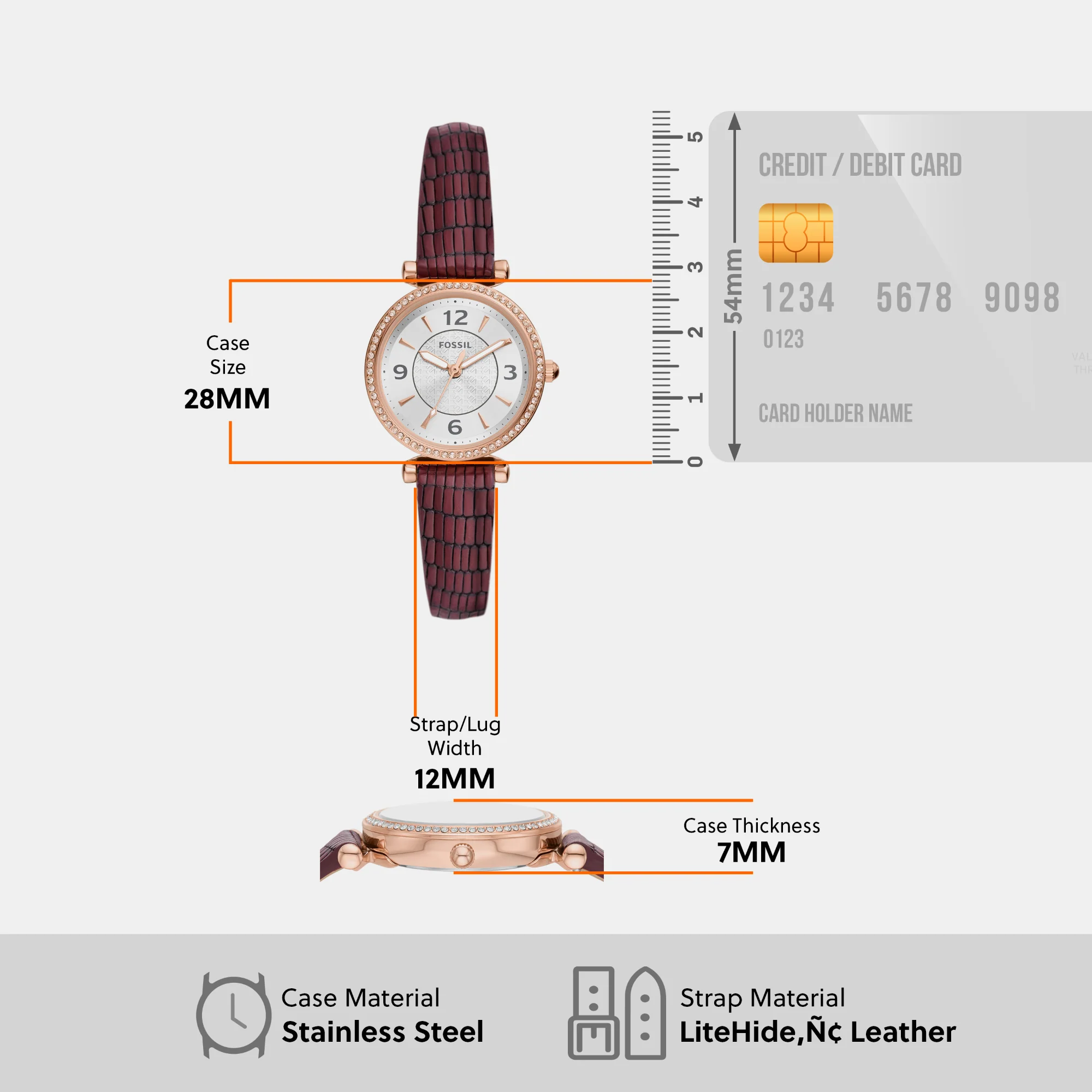 Carlie Women Quartz Rose Gold Dial Analog Leather Watch ES5296 - Image 7