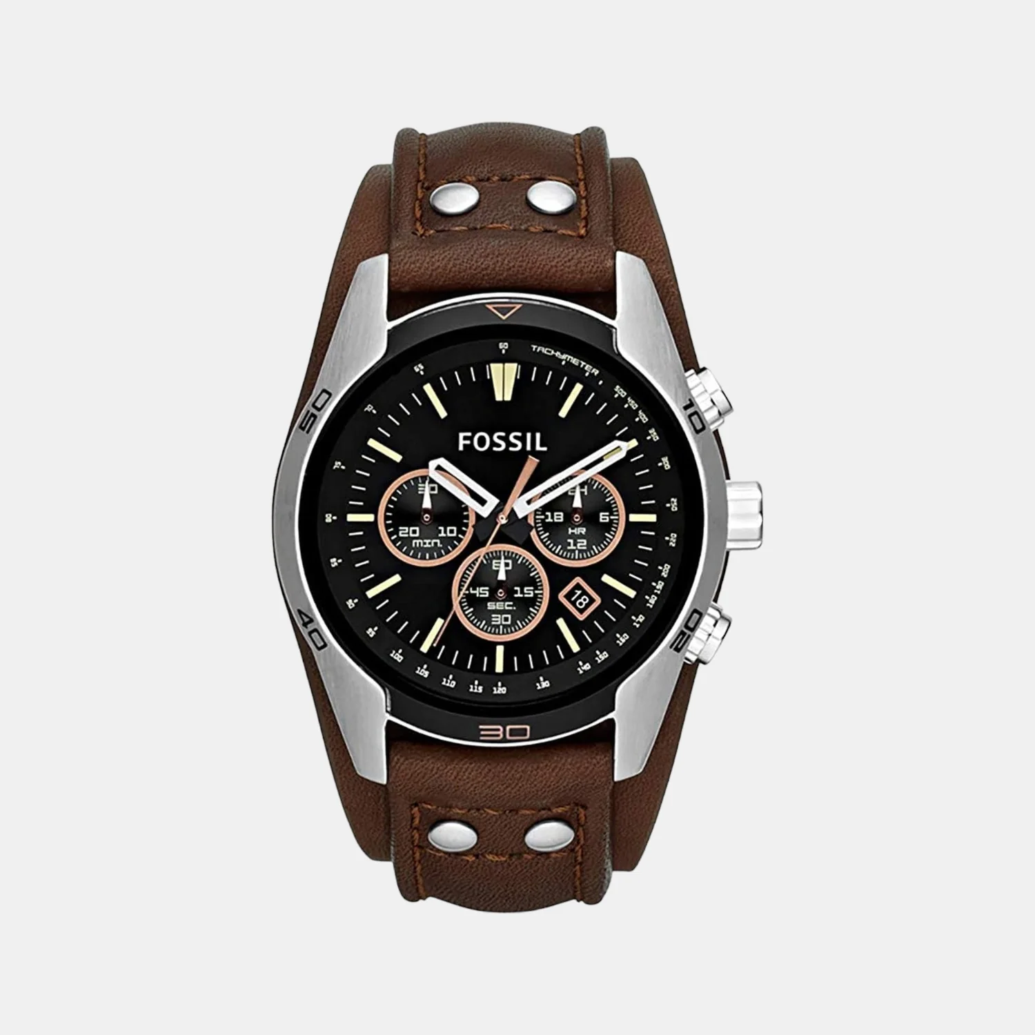 Coachman Men Quartz Black Dial Chronograph Leather Watch CH2891
