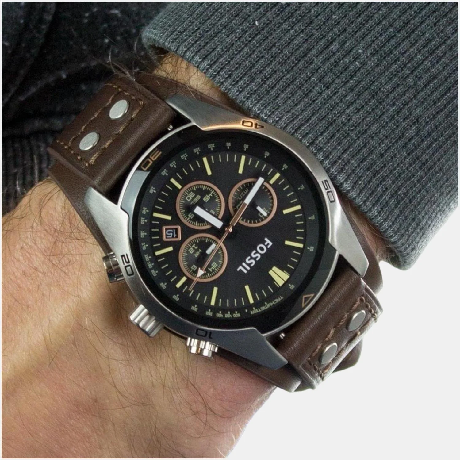 Coachman Men Quartz Black Dial Chronograph Leather Watch CH2891 - Image 6
