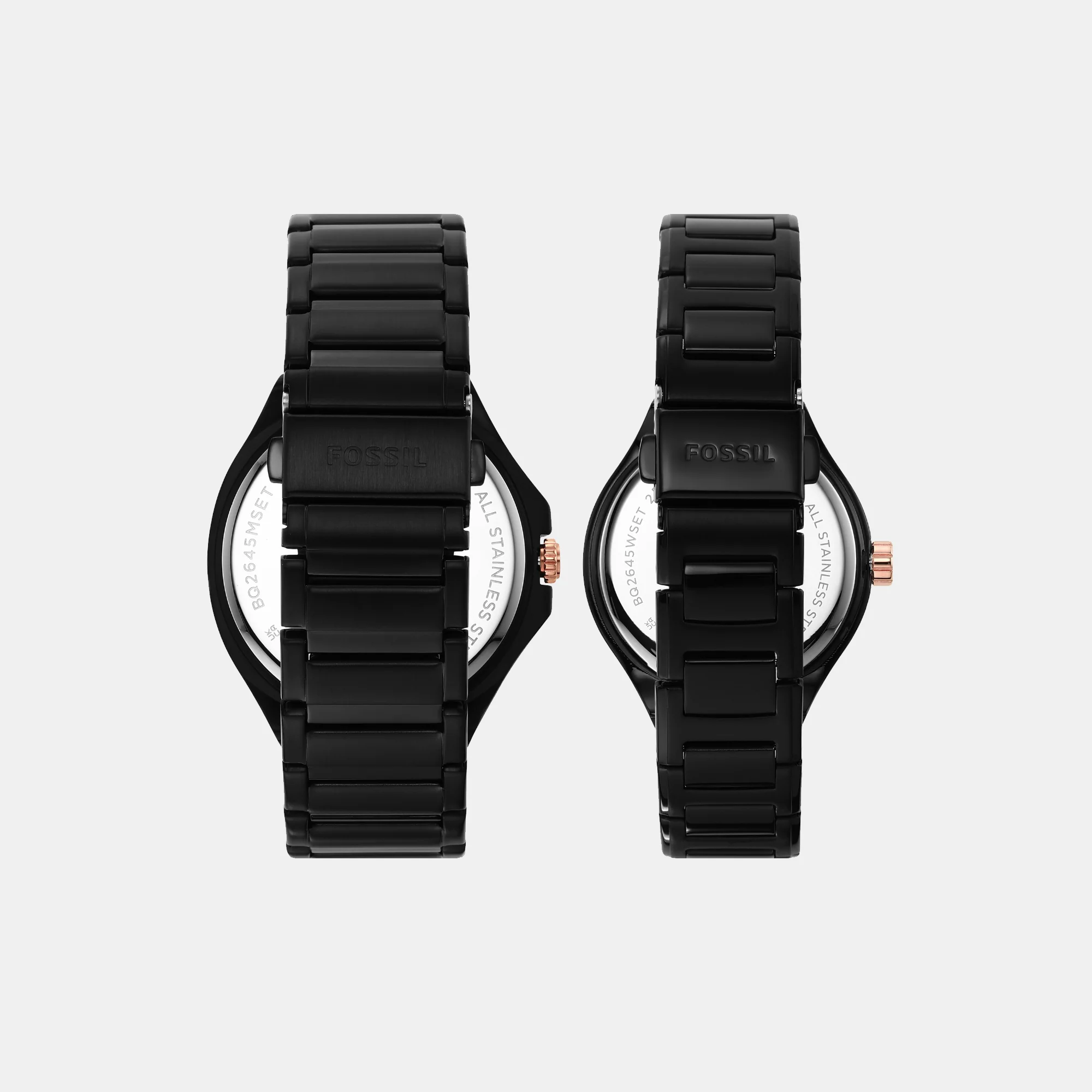 Evanston Couple Quartz Black Dial Multi-Function Stainless Steel Watch BQ2645SET - Image 8