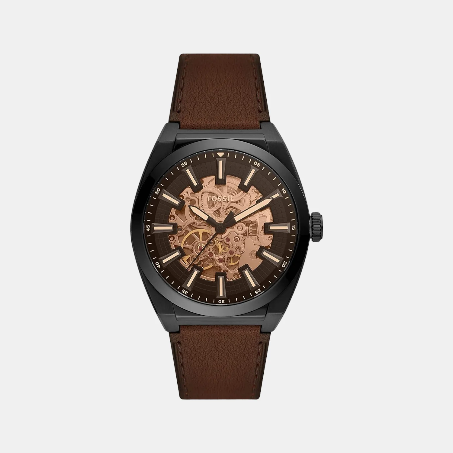 Everett Men Automatic Black Dial Analog Leather Watch ME3207