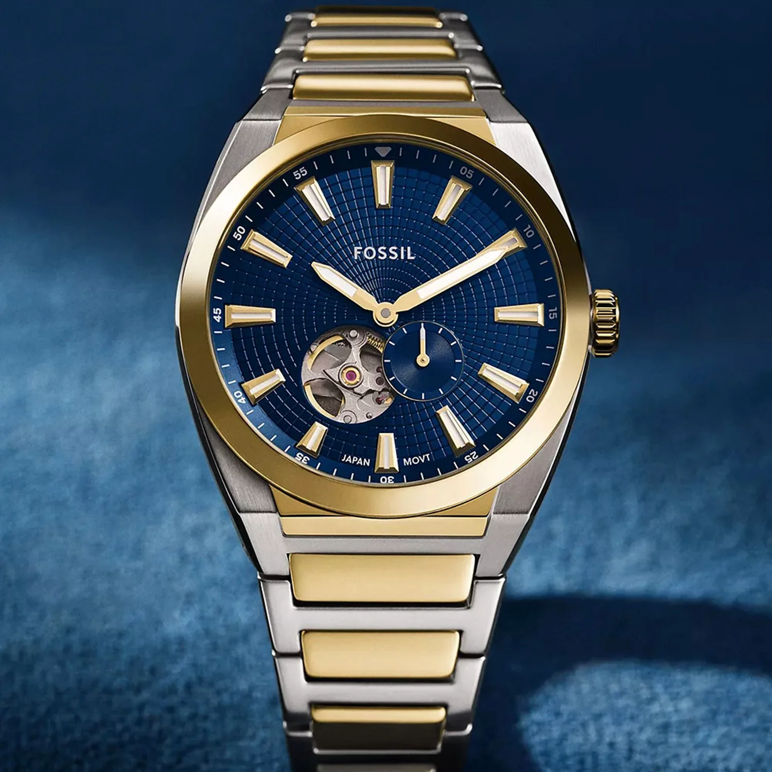 Everett Men Automatic Blue Dial Chronograph Stainless Steel Watch ME3275 - Image 8