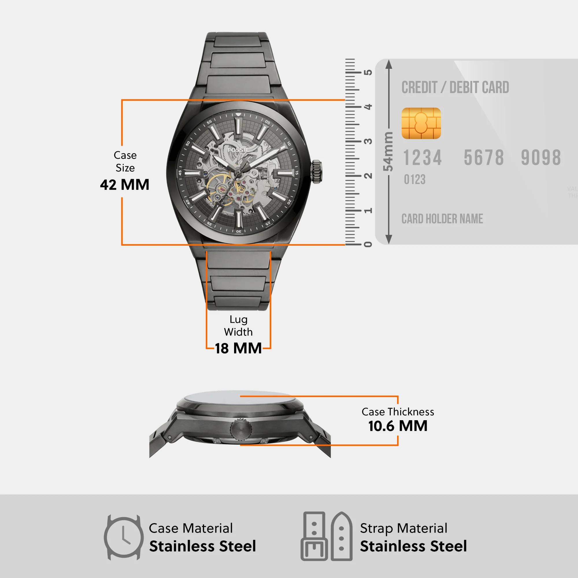 Everett Men Automatic Grey Dial Analog Stainless Steel Watch ME3206 - Image 6