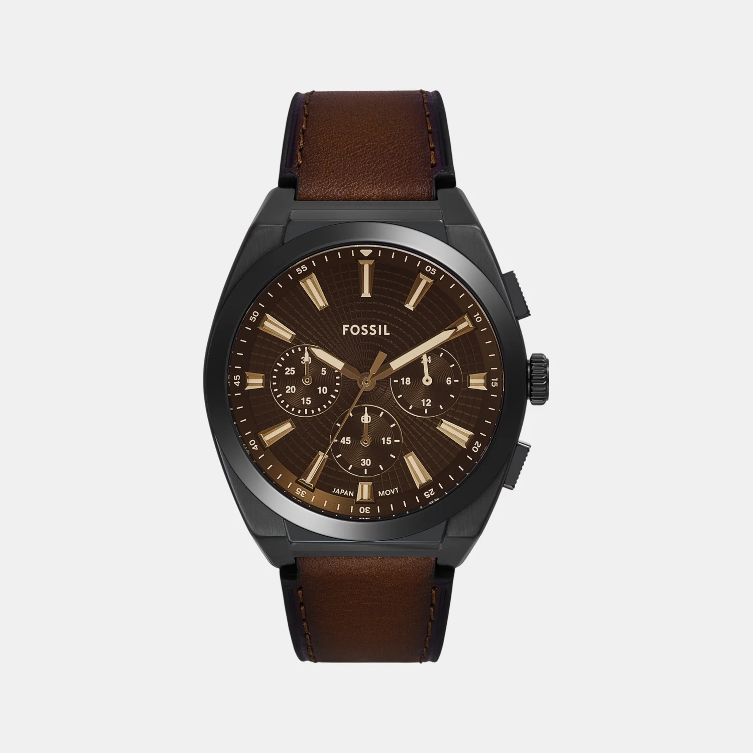Everett Men Quartz Brown Dial Chronograph Leather Watch FS6108 - Image 2