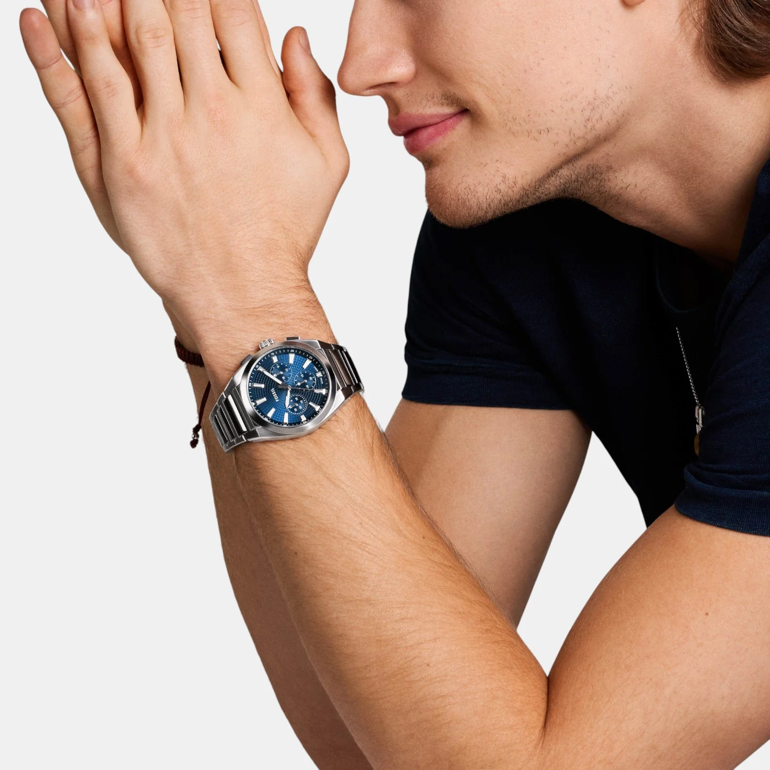 Everett Men Quartz Blue Dial Chronograph Stainless Steel Watch FS6104 - Image 9