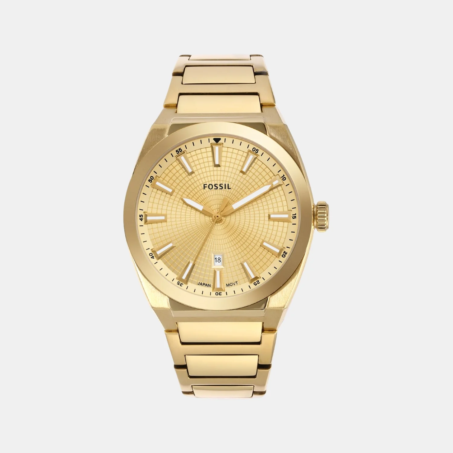 Everett Men Quartz Gold Dial Analog Stainless Steel Watch FS5965