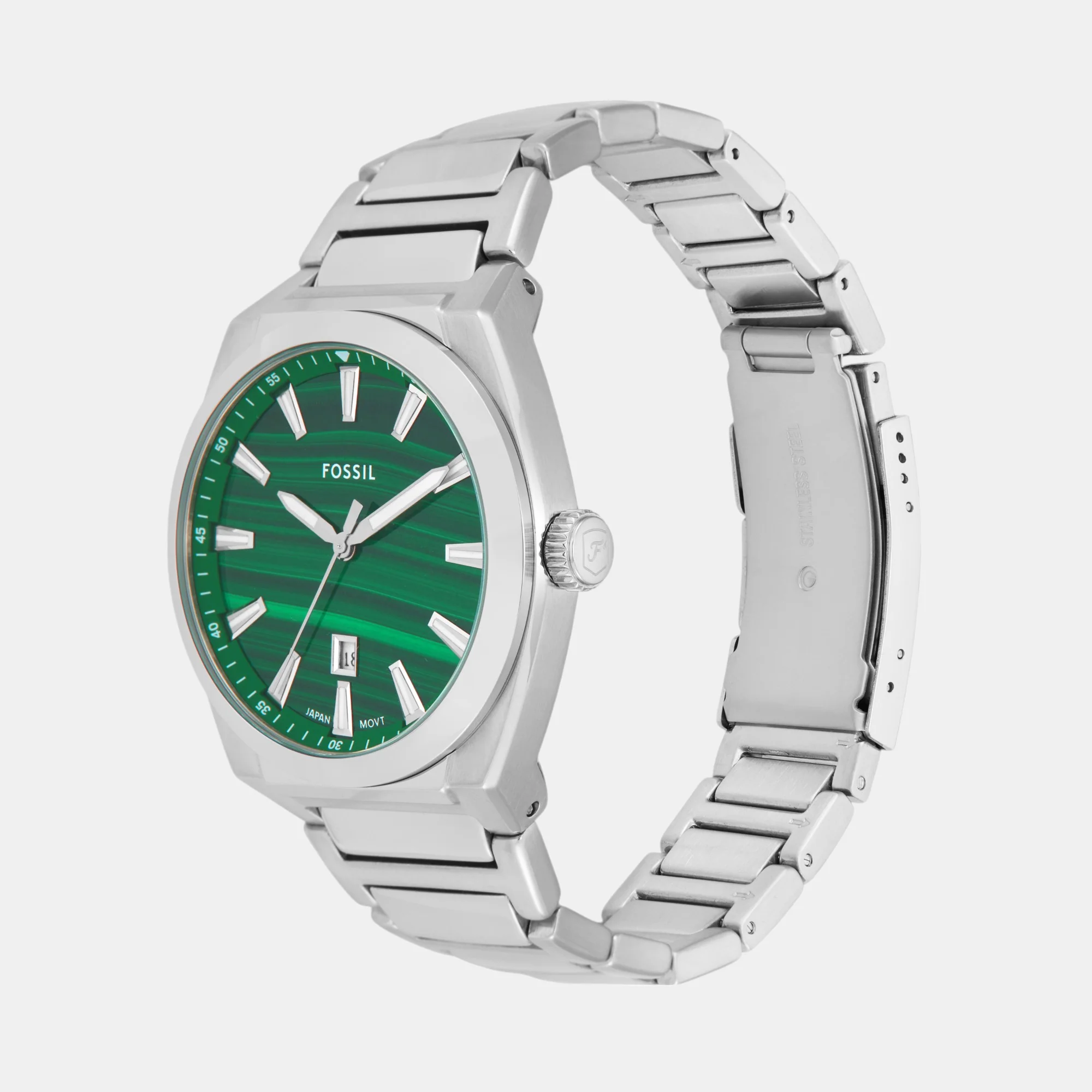 Everett Men Quartz Green Dial Analog Stainless Steel Watch FS6056 - Image 3