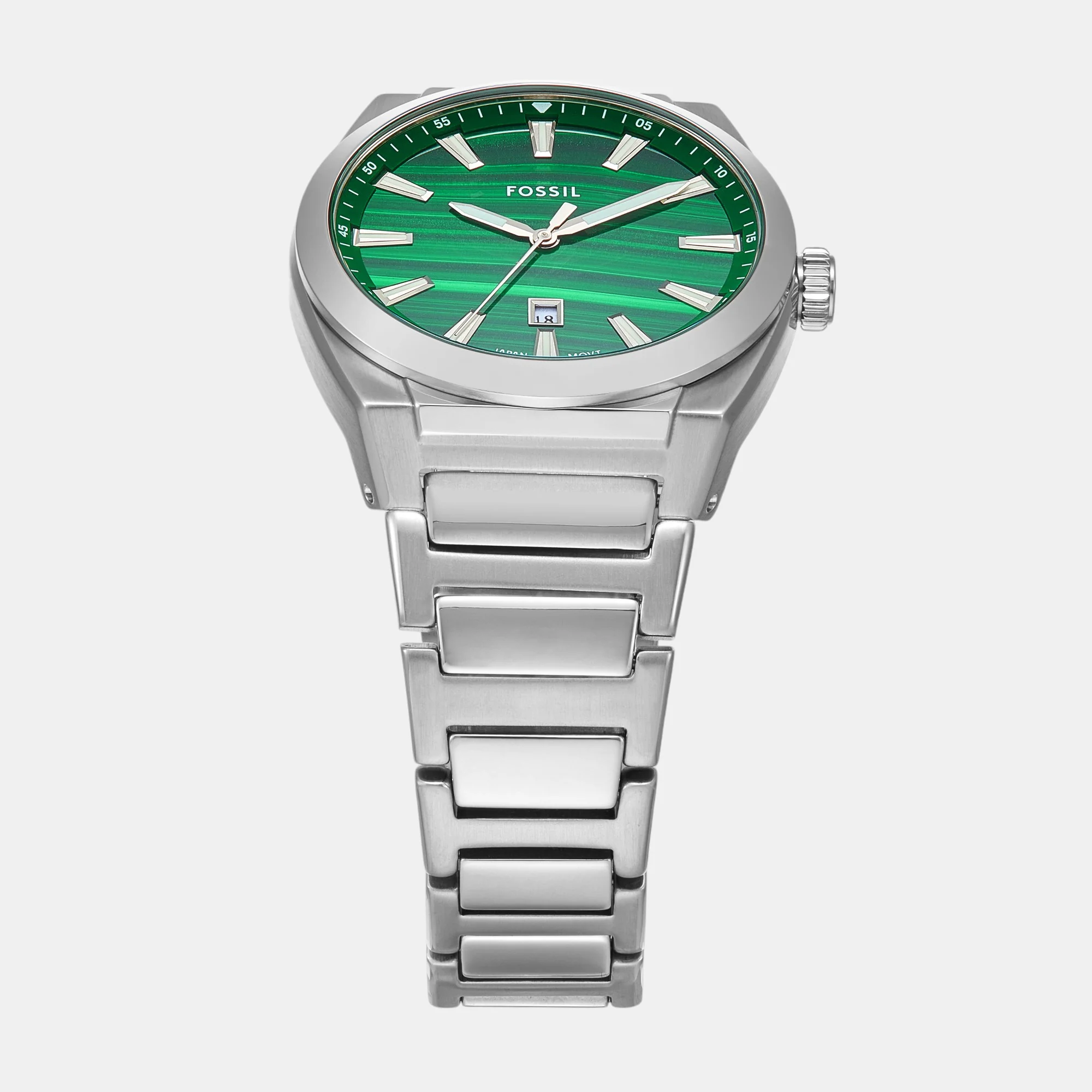 Everett Men Quartz Green Dial Analog Stainless Steel Watch FS6056 - Image 4