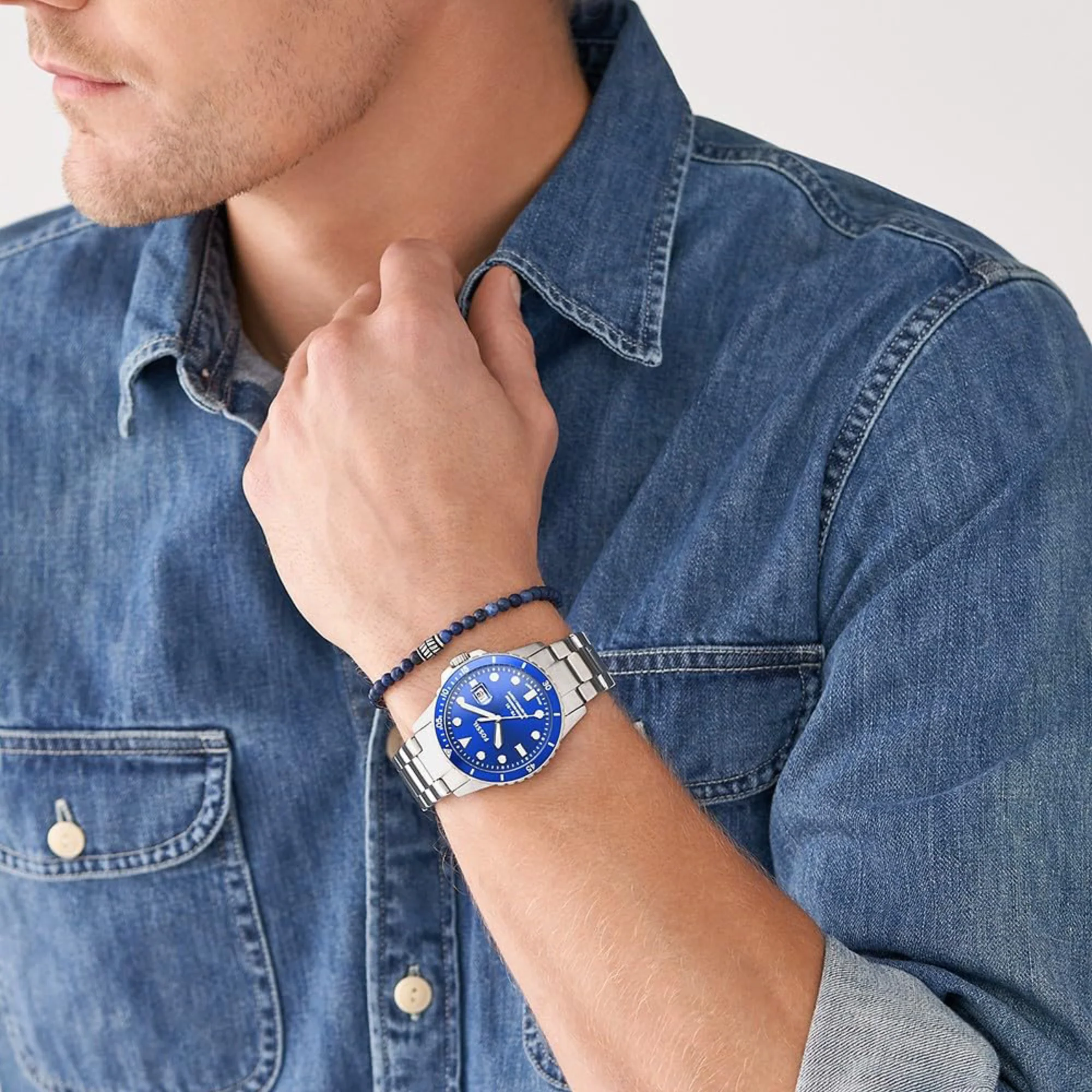 Fb-01 Men Quartz Blue Dial Analog Stainless Steel Watch FS5969SET - Image 6