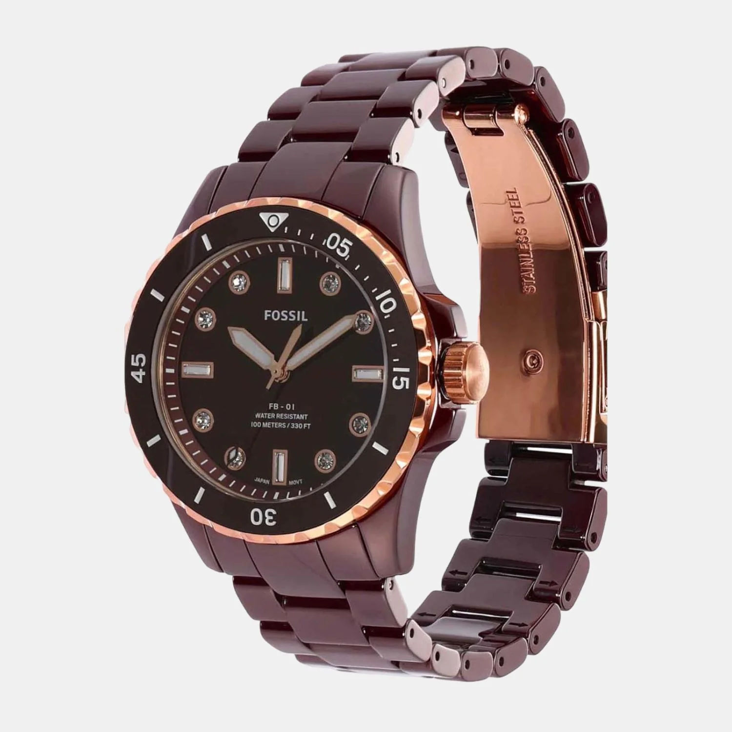 Fb-01 Men Quartz Brown Dial Analog Ceramic Watch CE1123 - Image 2
