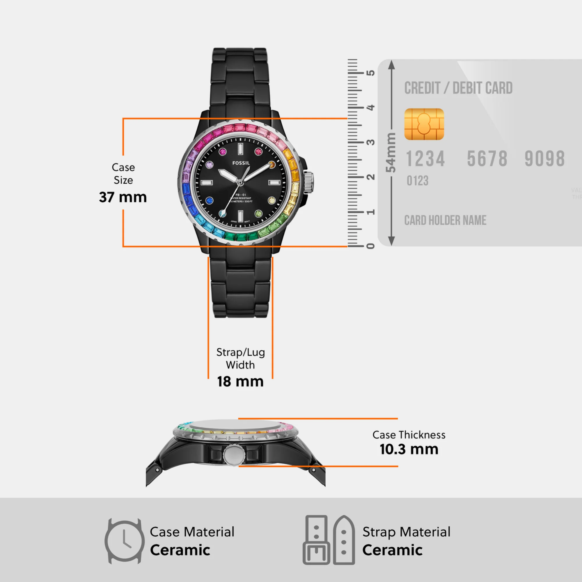 Fb-01 Women Quartz Black Dial Analog Ceramic Watch CE1130 - Image 5