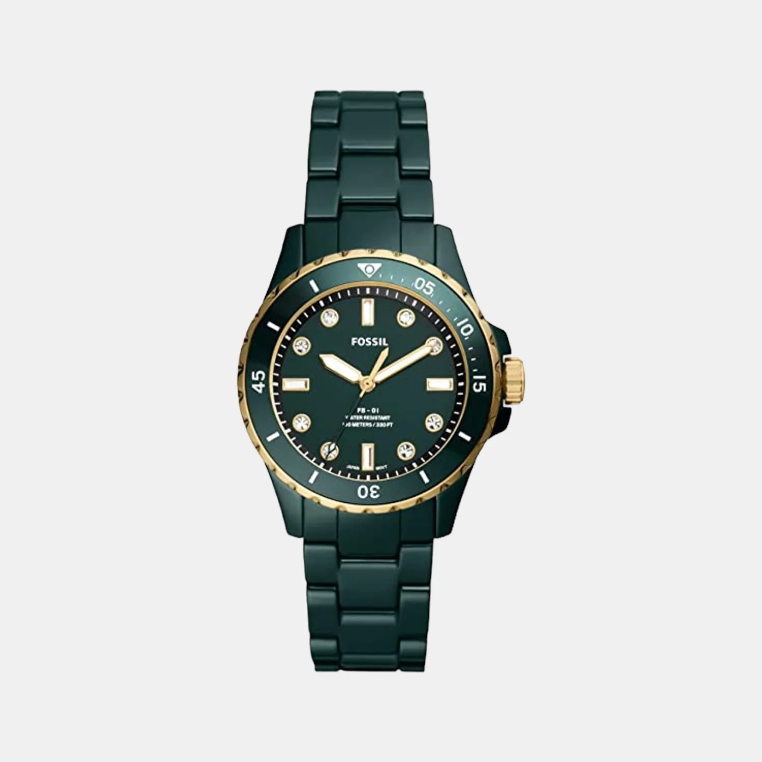 Fb-01 Women Quartz Green Dial Analog Ceramic Watch CE1124